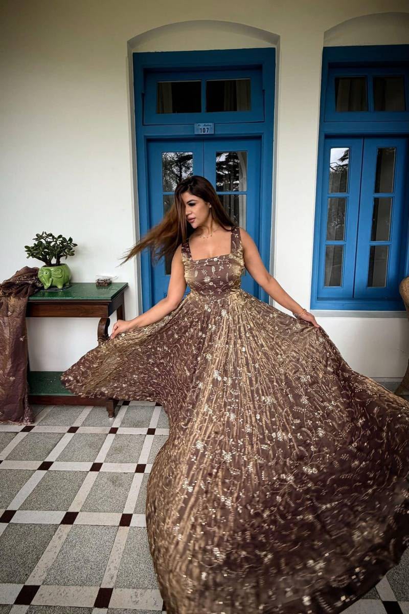 Fendy Silk And Heavy Embroidery Sequence Work gown-sharara And Dupatta Set