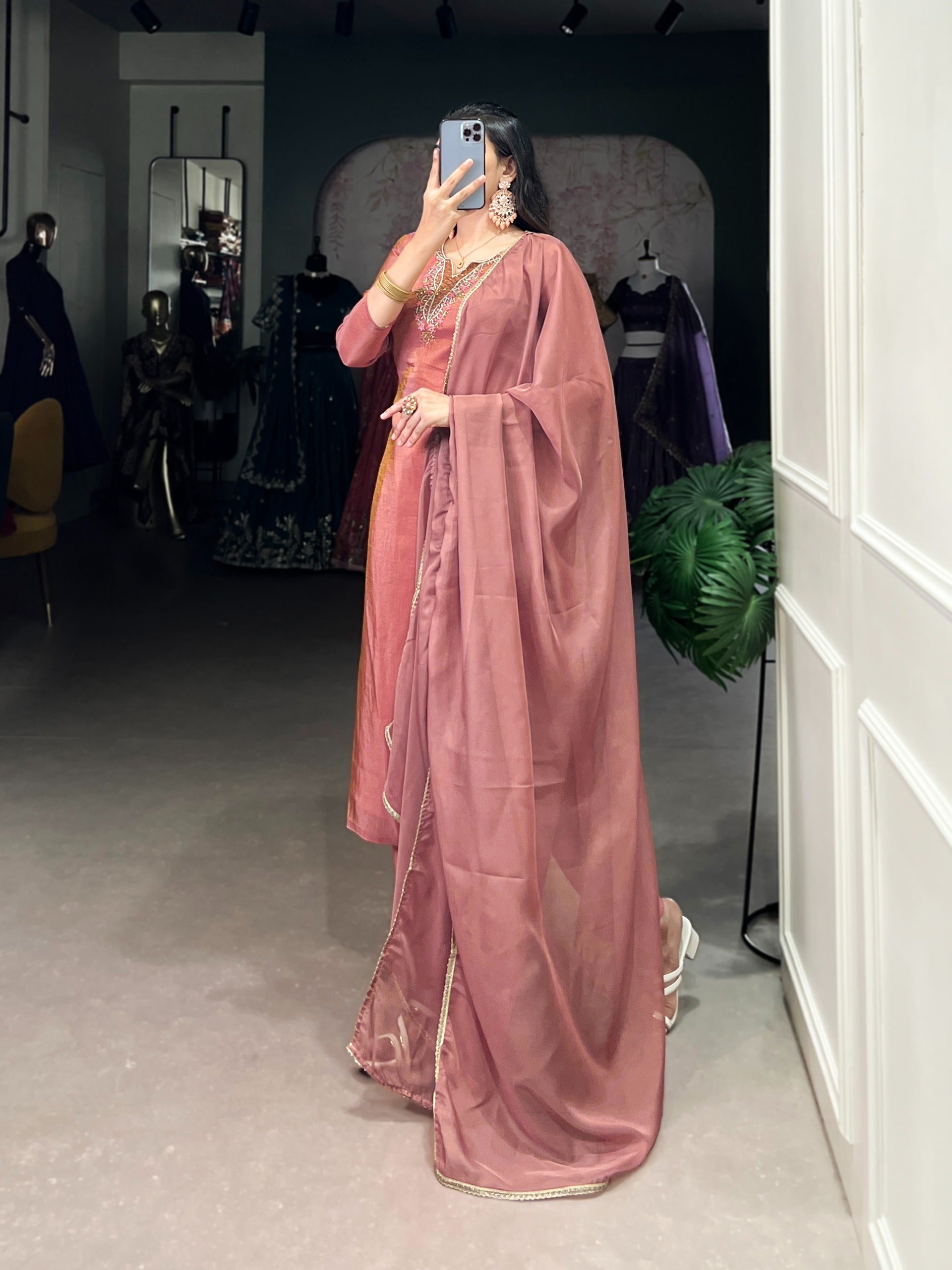 Rosewood Elegance Kurta Set with Dupatta