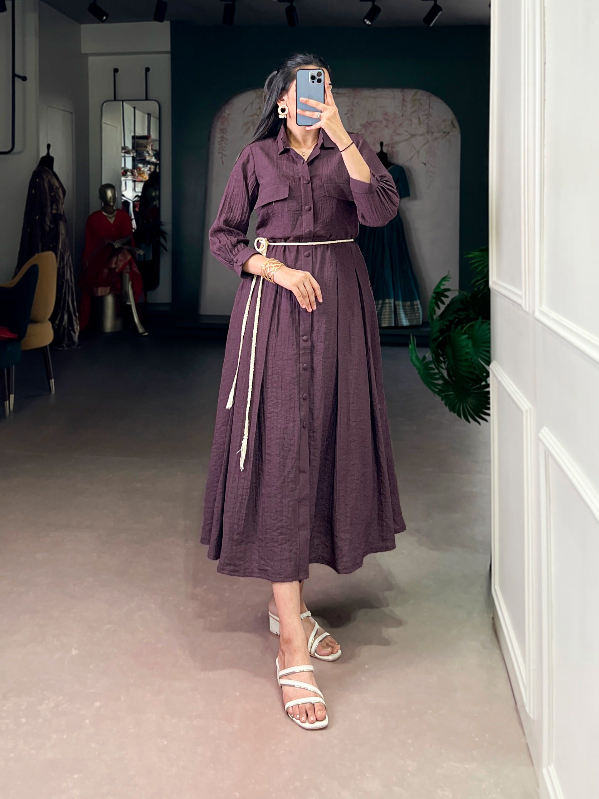 This Crackle Fabric Dress Brings Effortless Soft Look One Piece