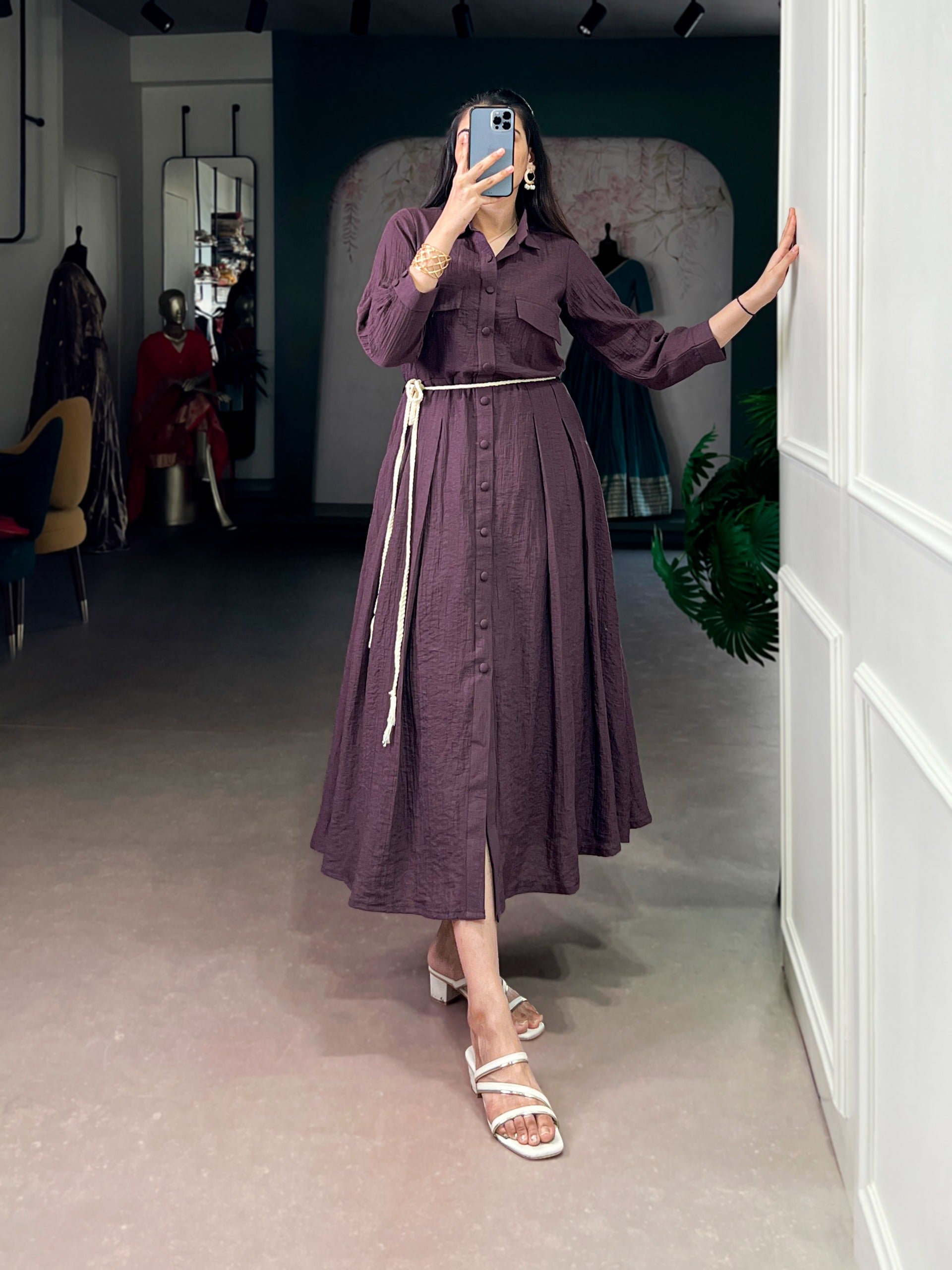 This Crackle Fabric Dress Brings Effortless Soft Look One Piece