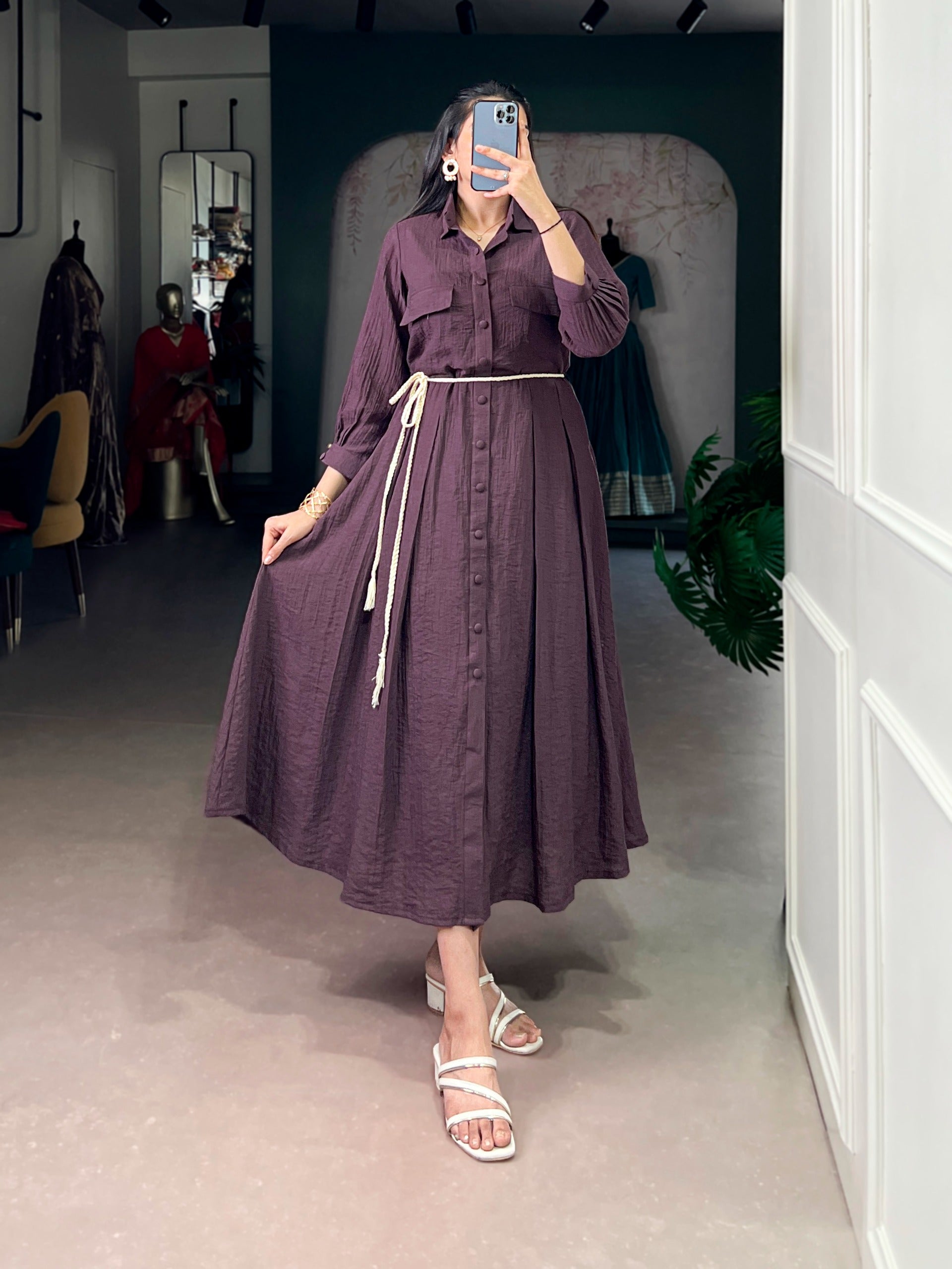 This Crackle Fabric Dress Brings Effortless Soft Look One Piece