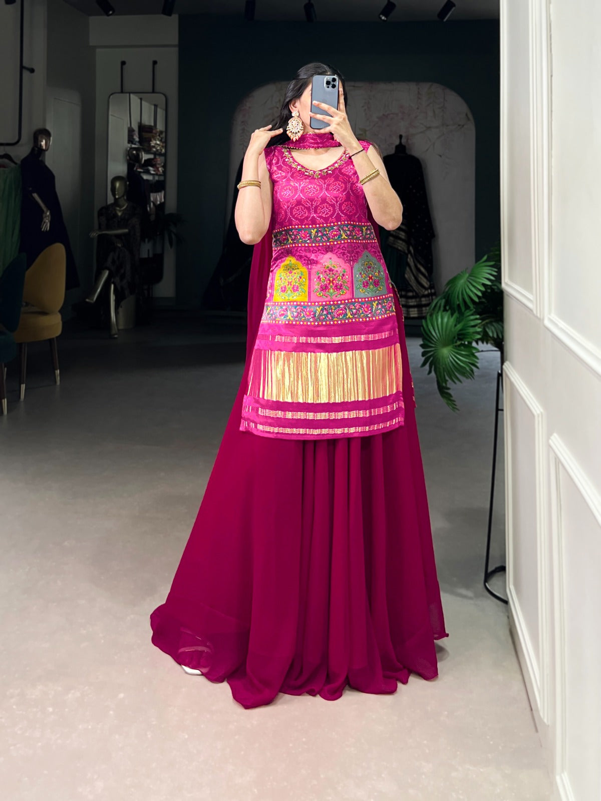 Magenta Ethnic Sharara Set