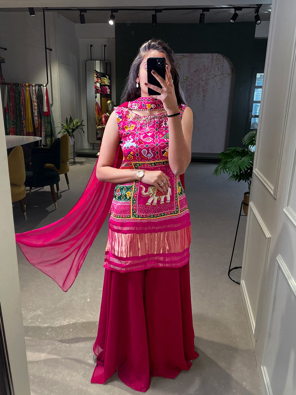 Magenta Ethnic Sharara Set