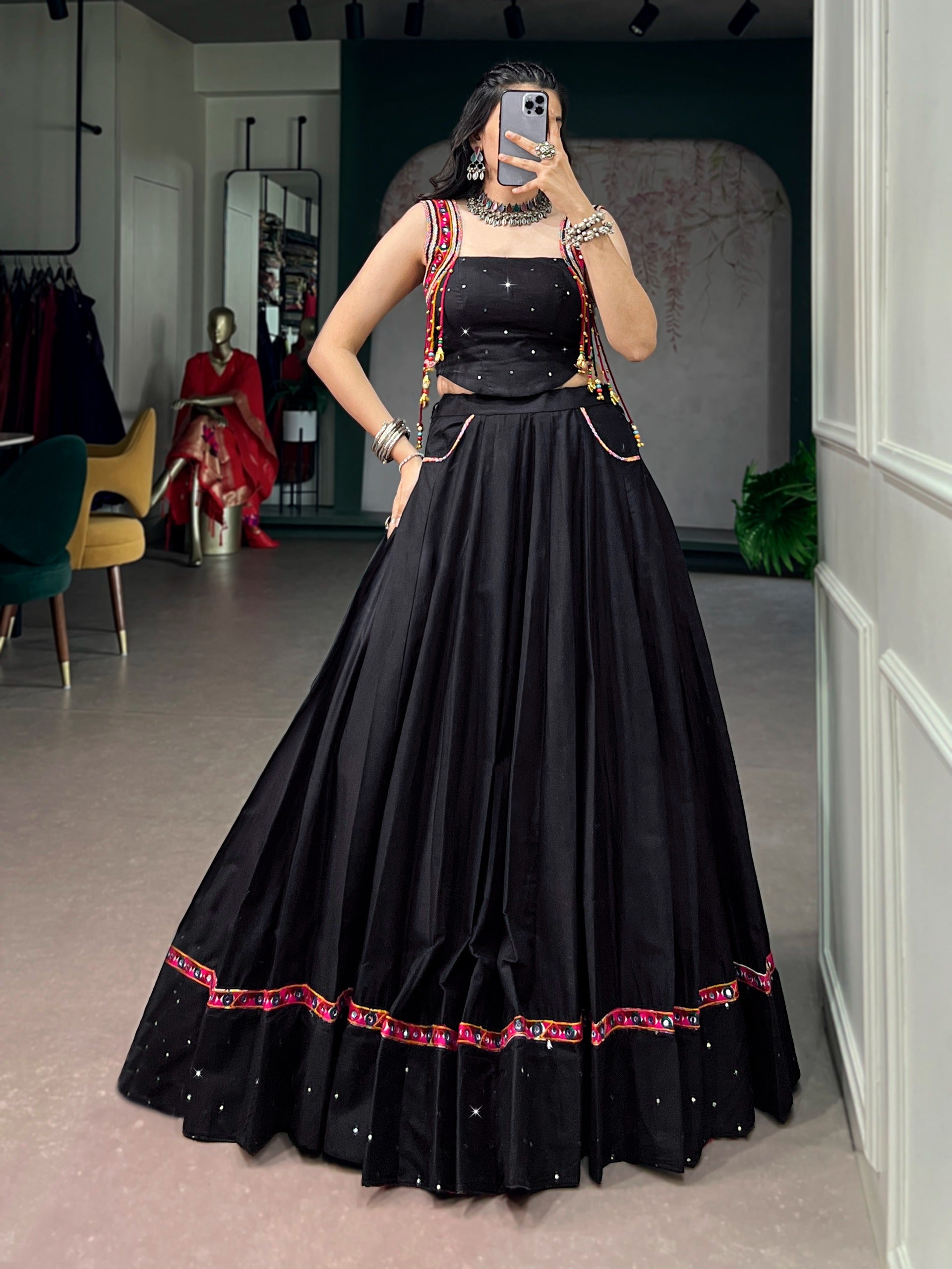 Black Mirror Work Lehenga Choli