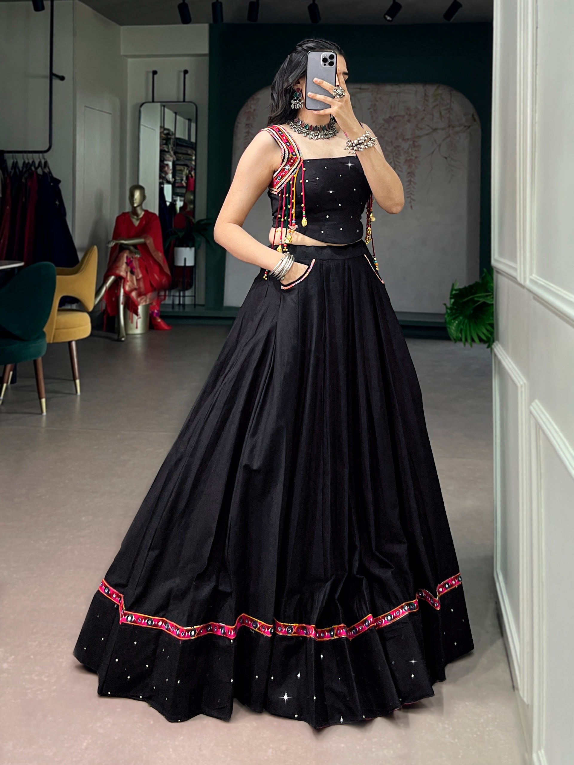 Black Mirror Work Lehenga Choli