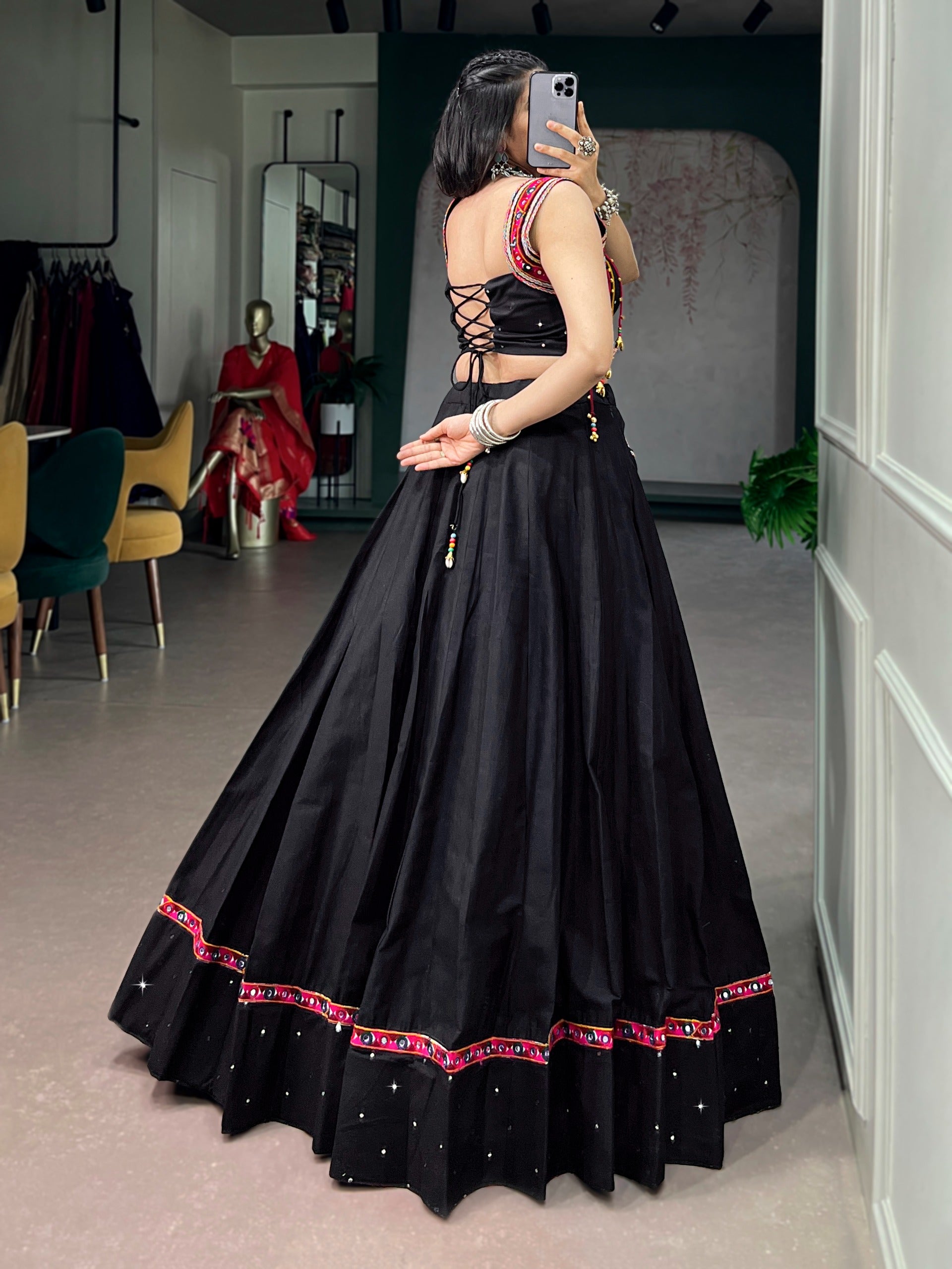 Black Mirror Work Lehenga Choli