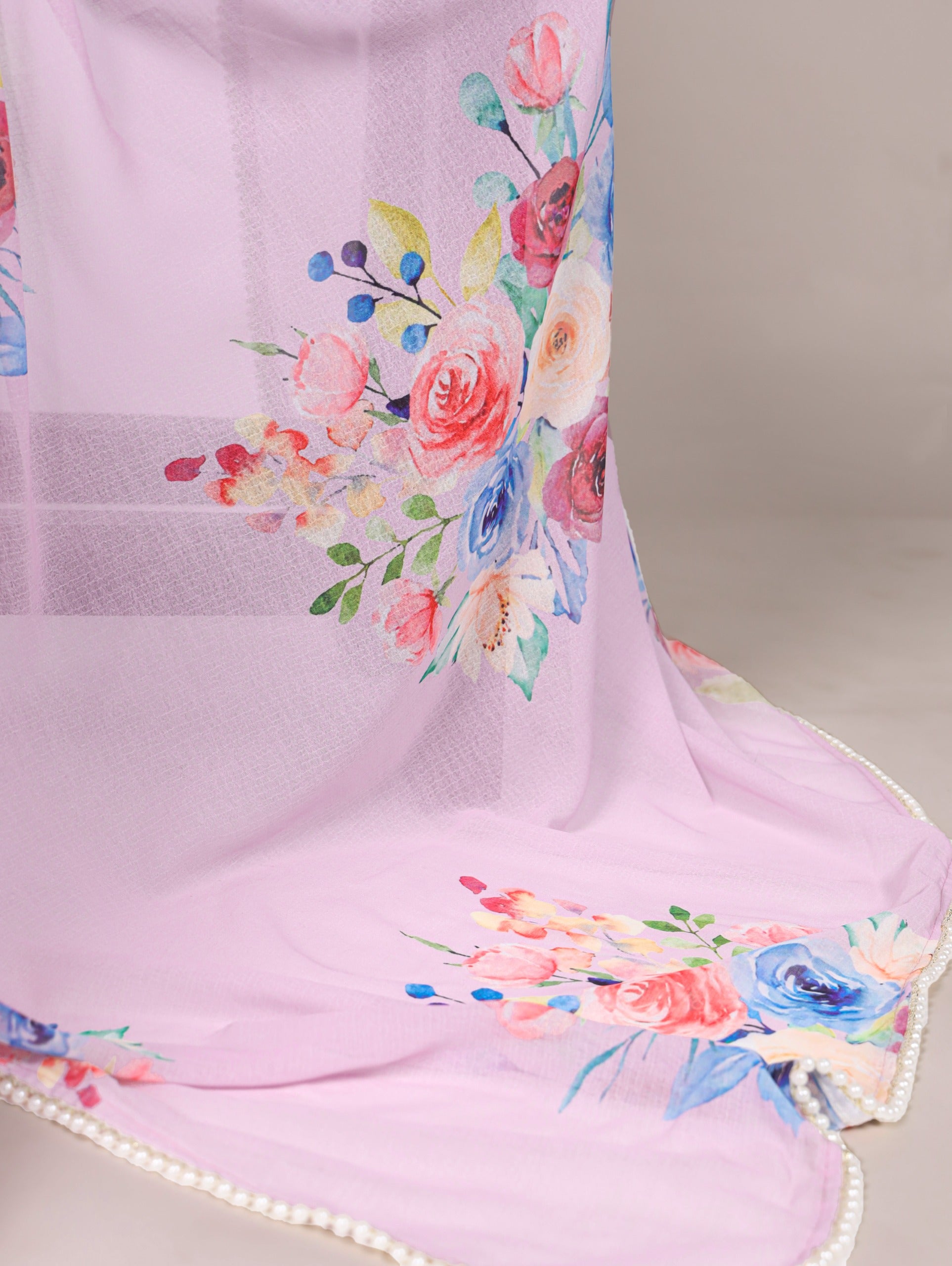 Weightless charm, pearled grace Saree