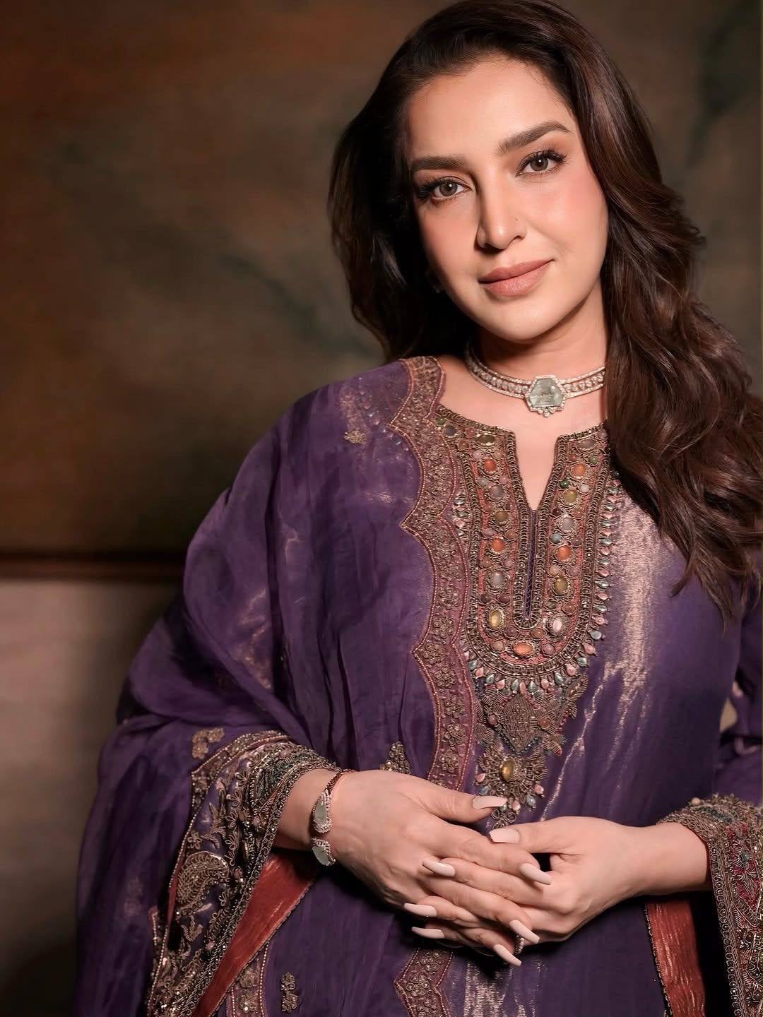 BEAUTY FENDY SILK KURTI & PLAZZO SET WITH  STONE HANDWORK.
