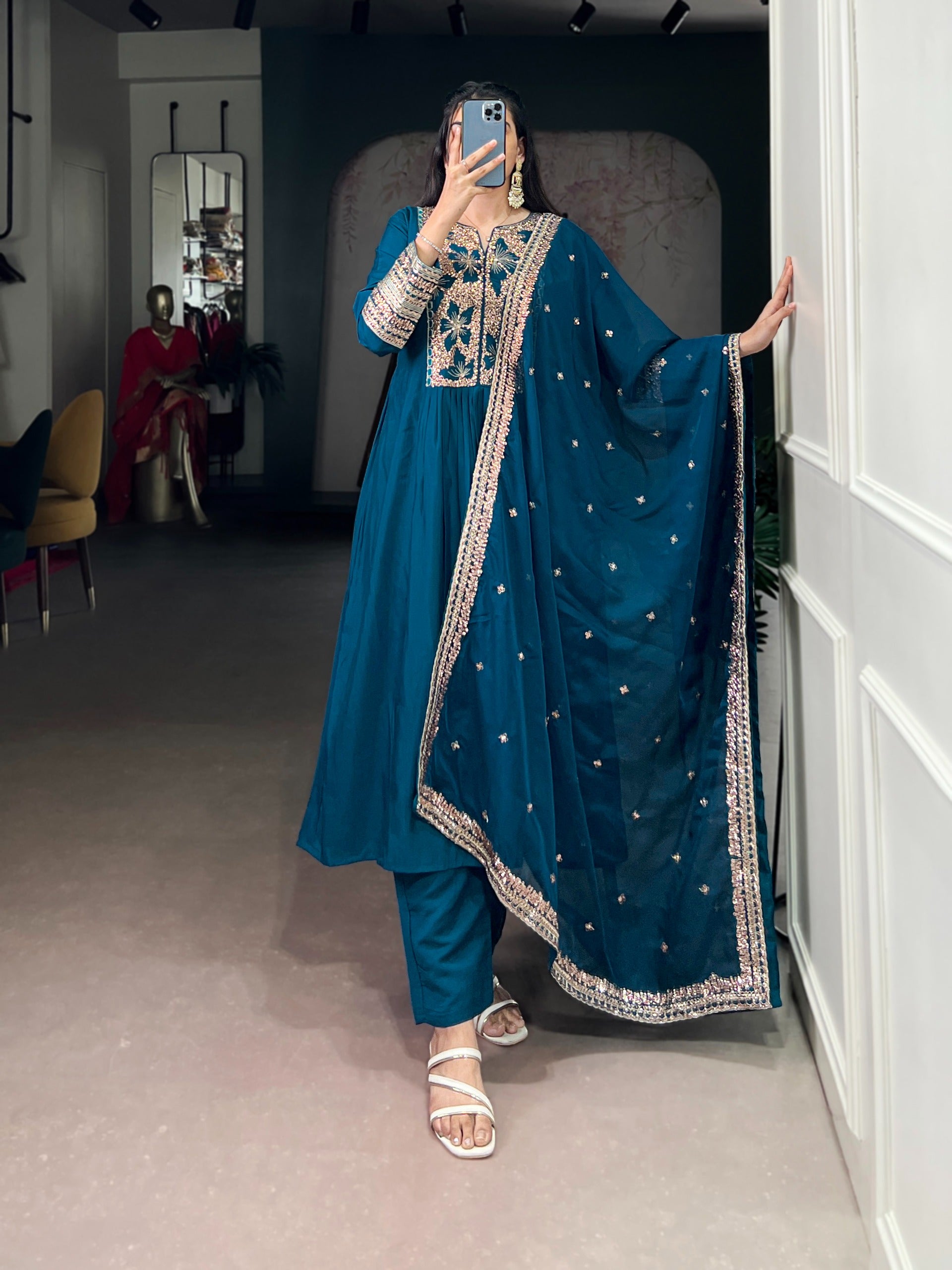 Smooth Fall of Roman Silk Ethnic Dress