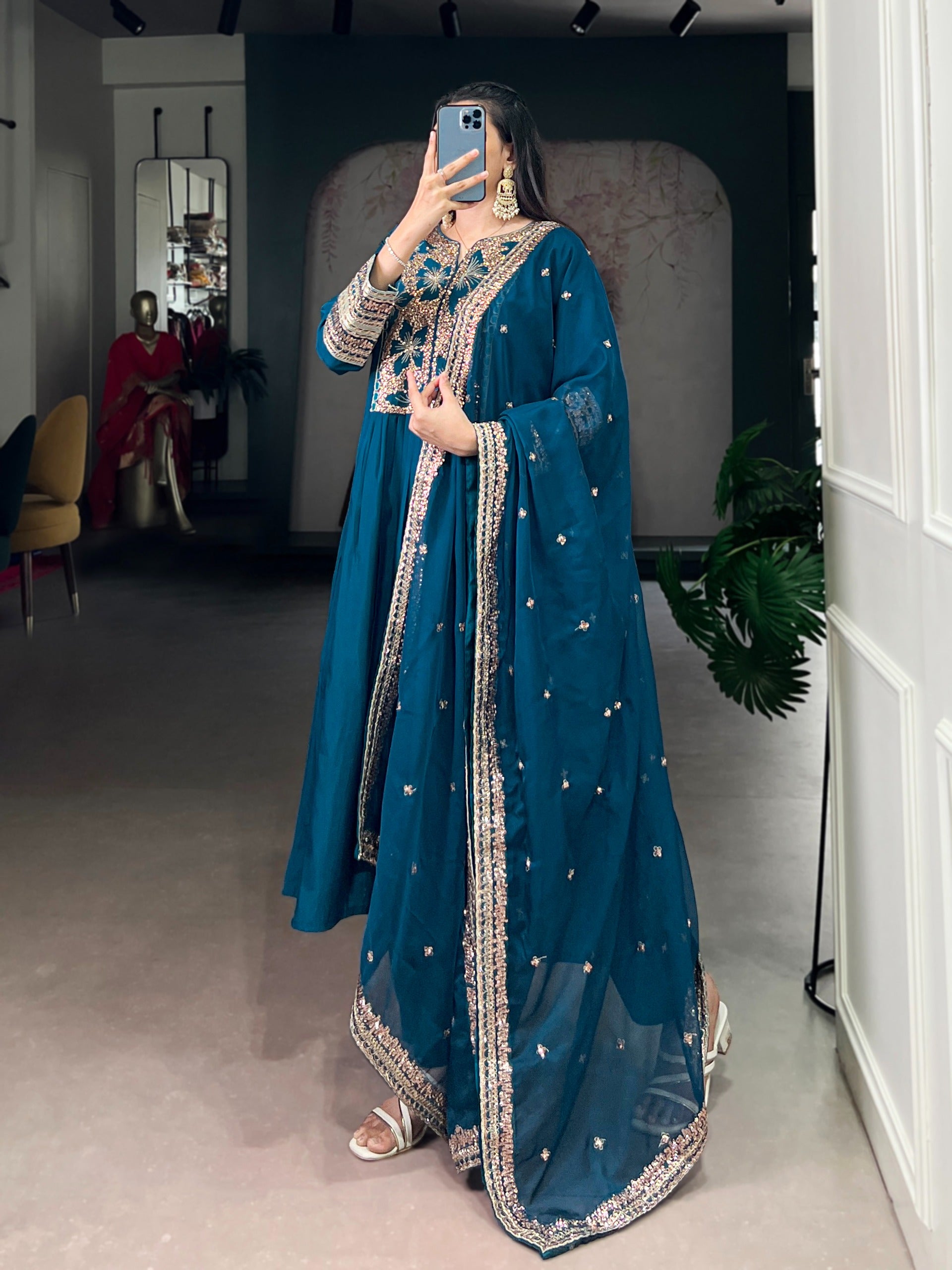 Smooth Fall of Roman Silk Ethnic Dress