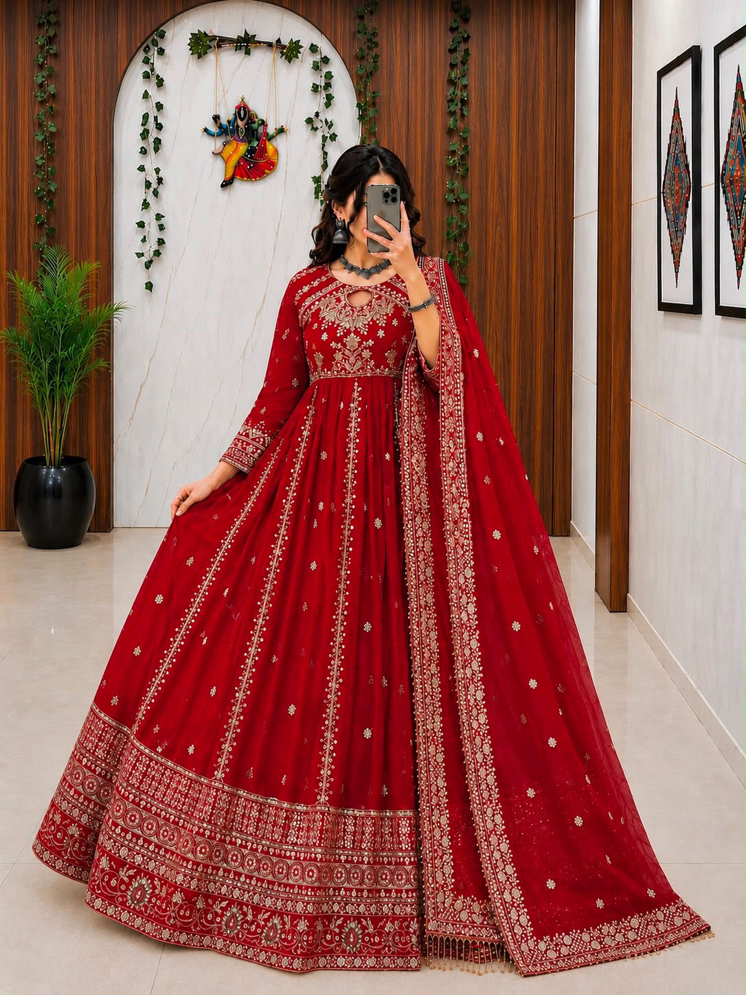 Elegant floor-length Anarkali silhouette