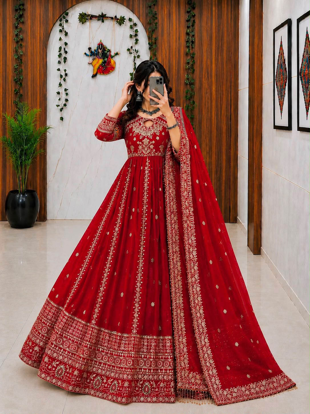 Elegant floor-length Anarkali silhouette