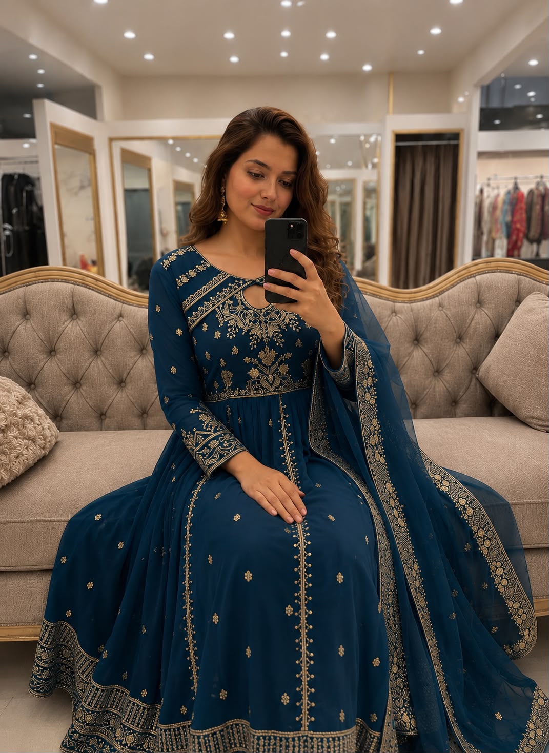 Elegant floor-length Anarkali silhouette