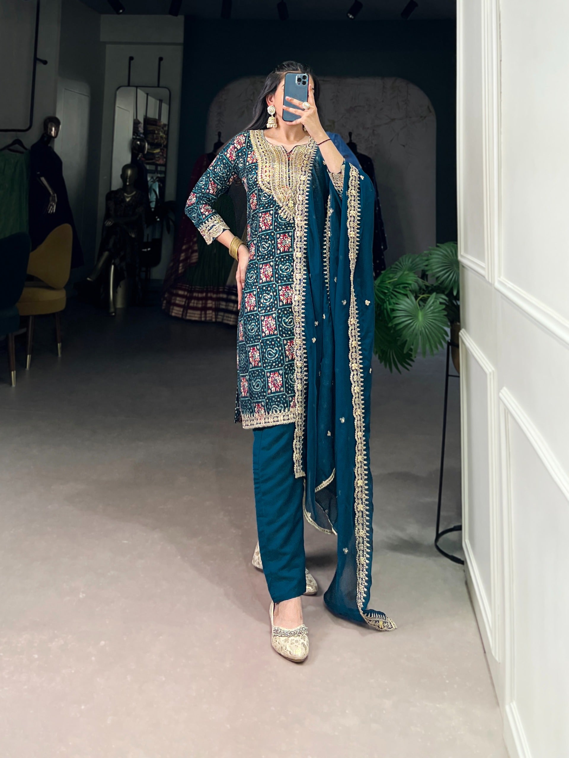 Premium Teal Ethnic Kurta Set for Women
