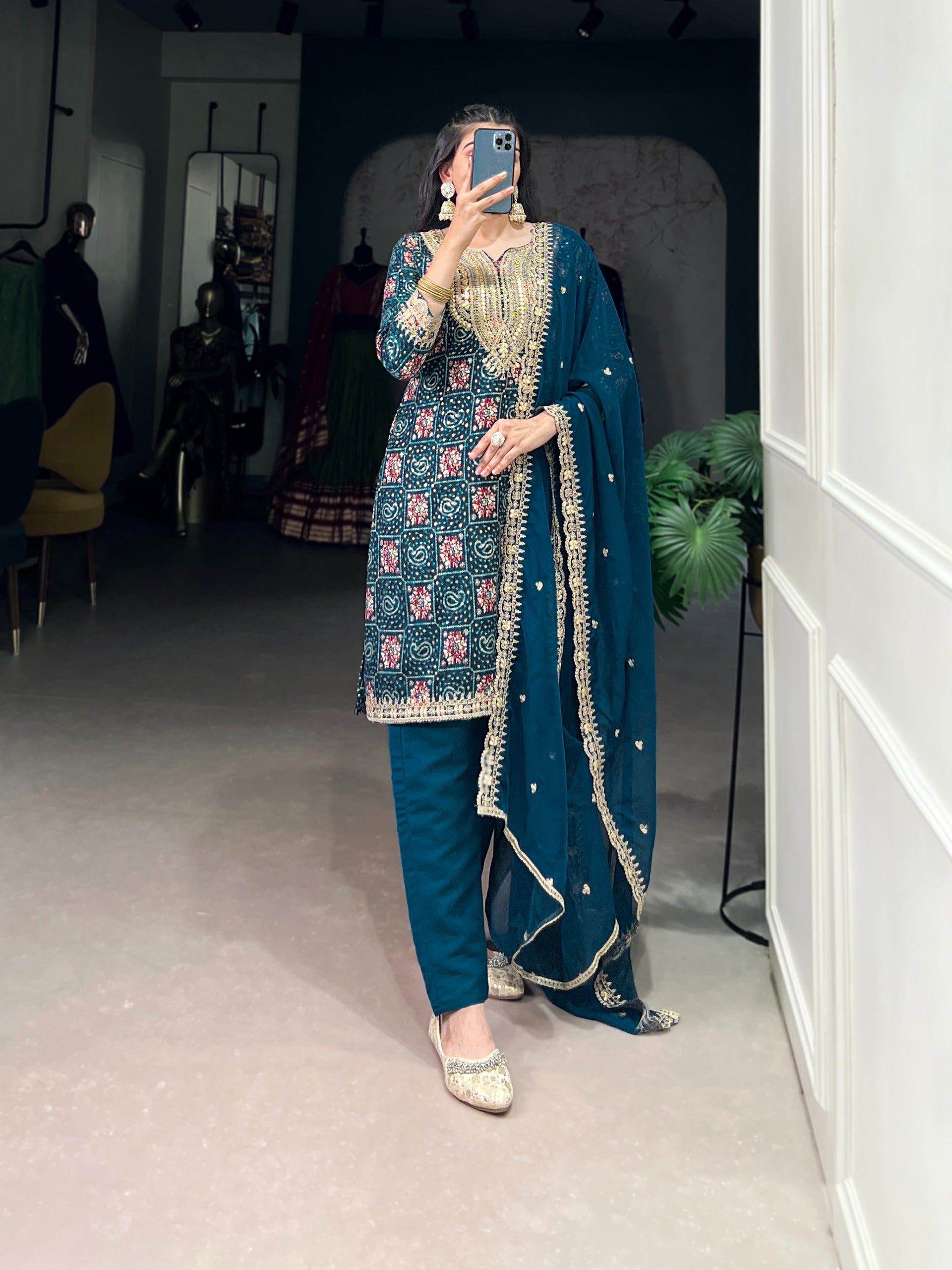 Premium Teal Ethnic Kurta Set for Women