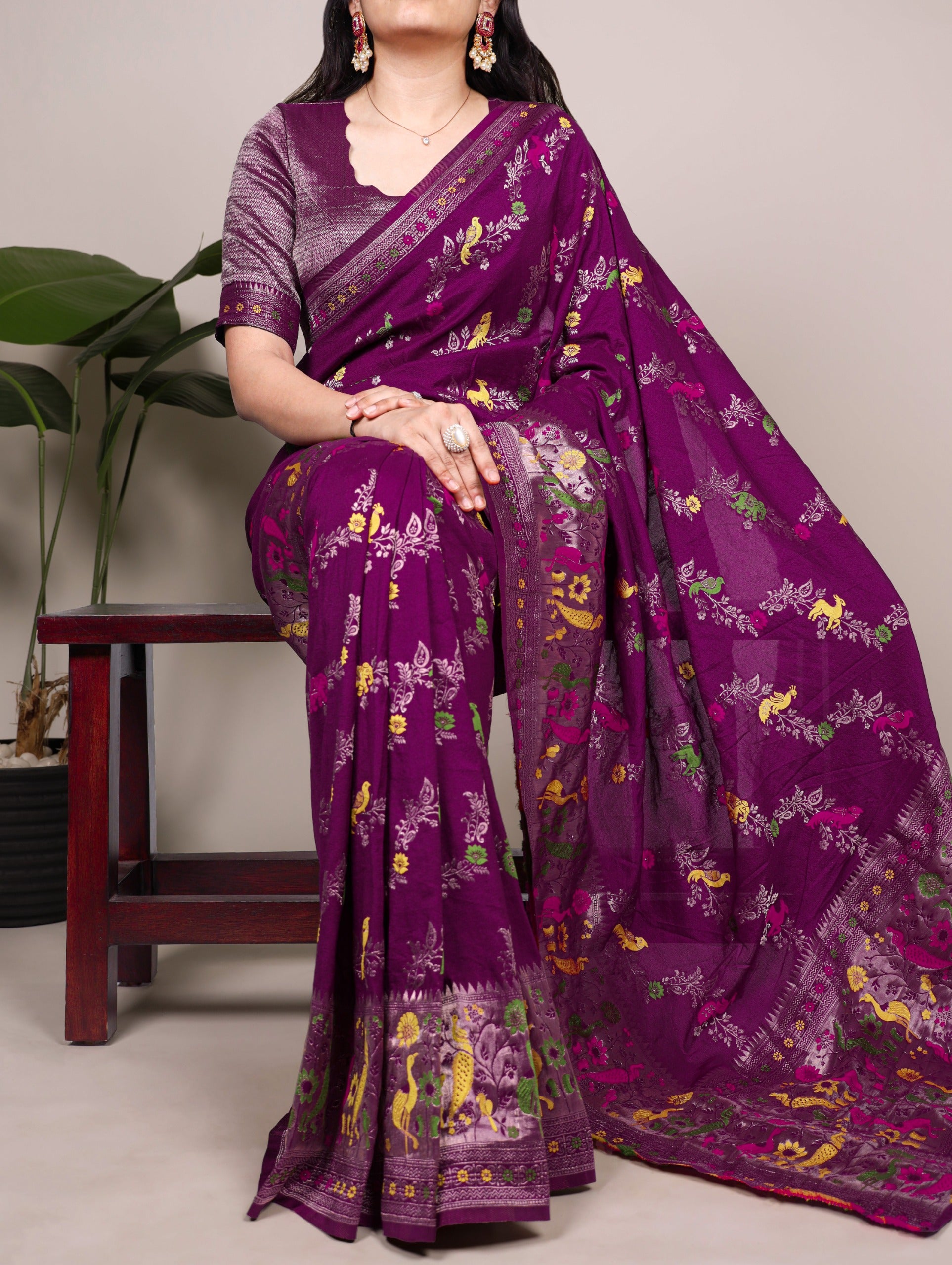 Royal Woven Saree with Artistic Floral Weave