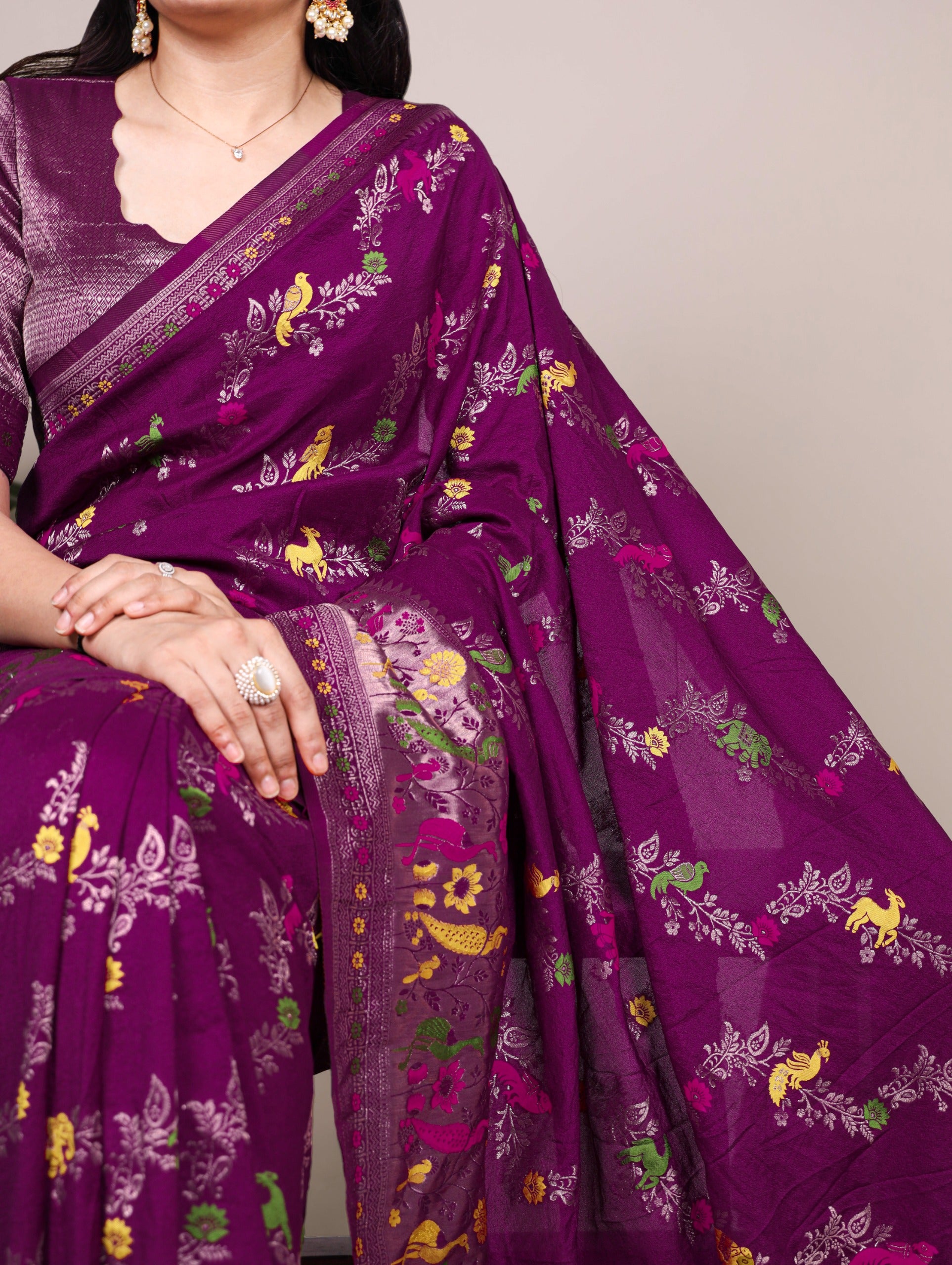 Royal Woven Saree with Artistic Floral Weave