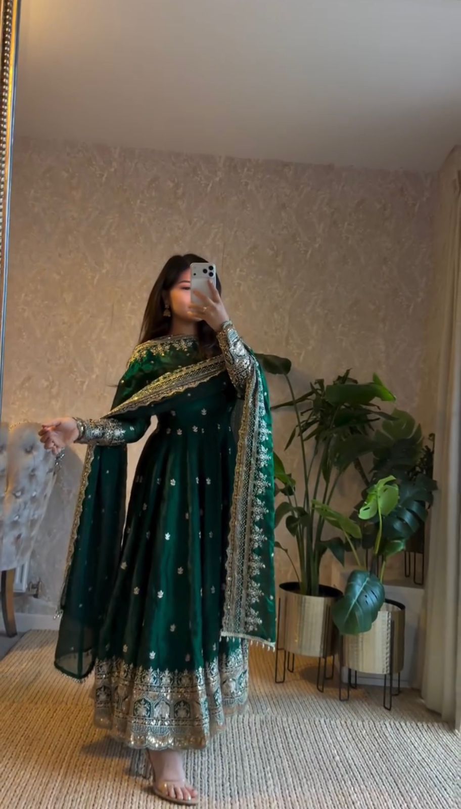 Leffy Designer Gown with Heavy sequence embroidery work Dupatta