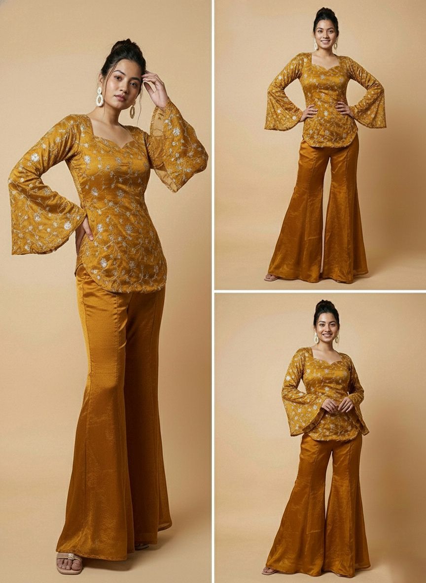Elegant Embroidered Sequence Work Designer Two Piece Set"