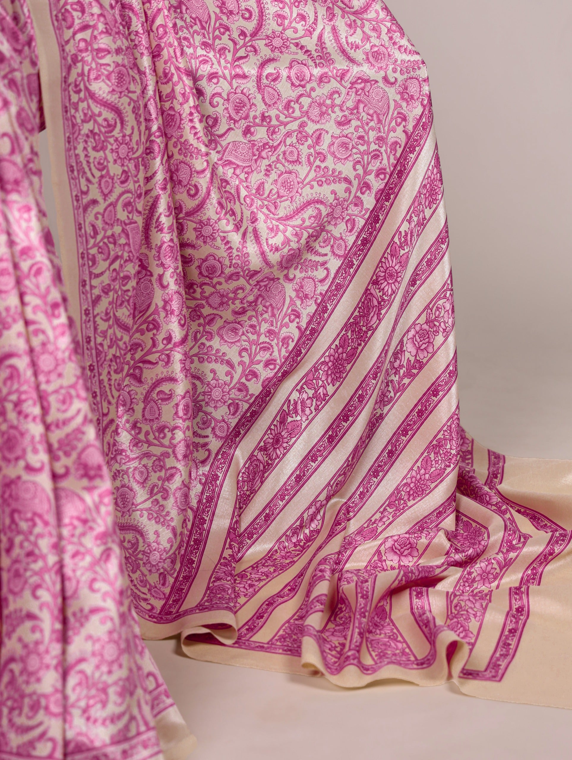 Tussar silk with graceful prints — a saree