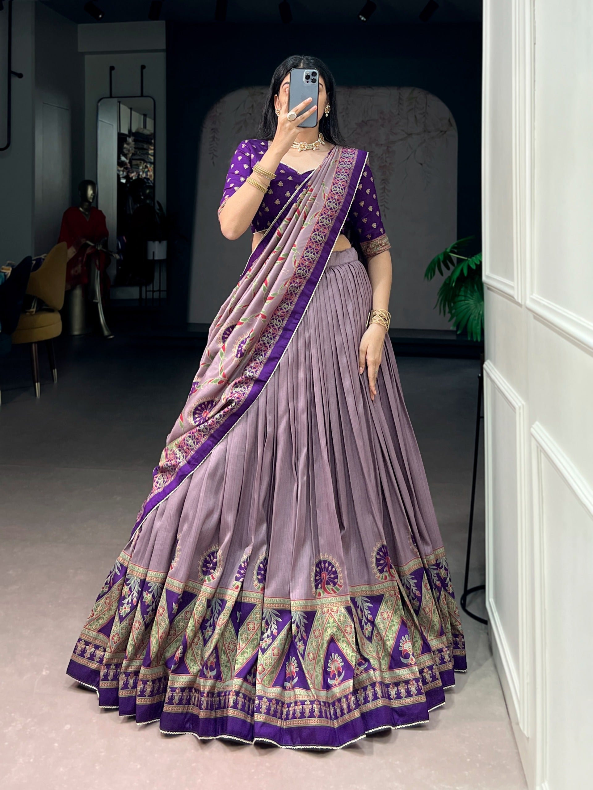 Tasar silk elegance meets printed charm and iconic sparkle