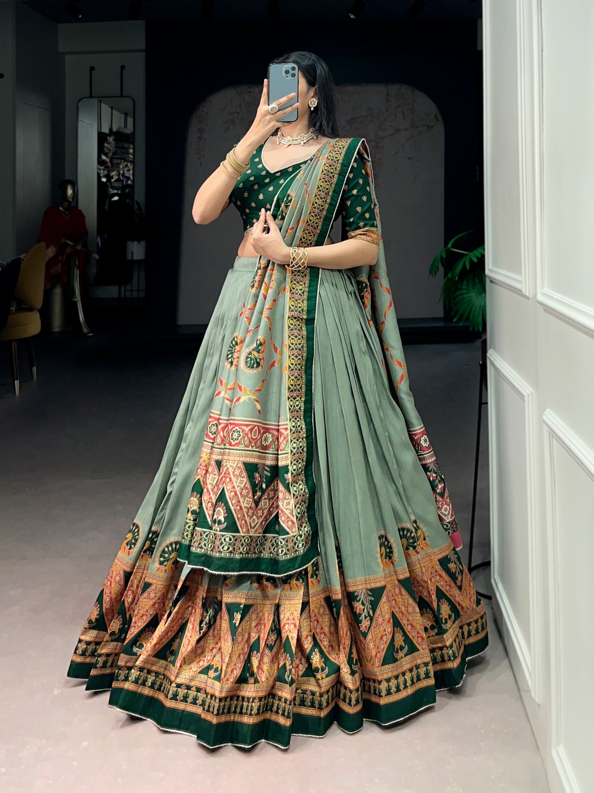 Tasar silk elegance meets printed charm and iconic sparkle