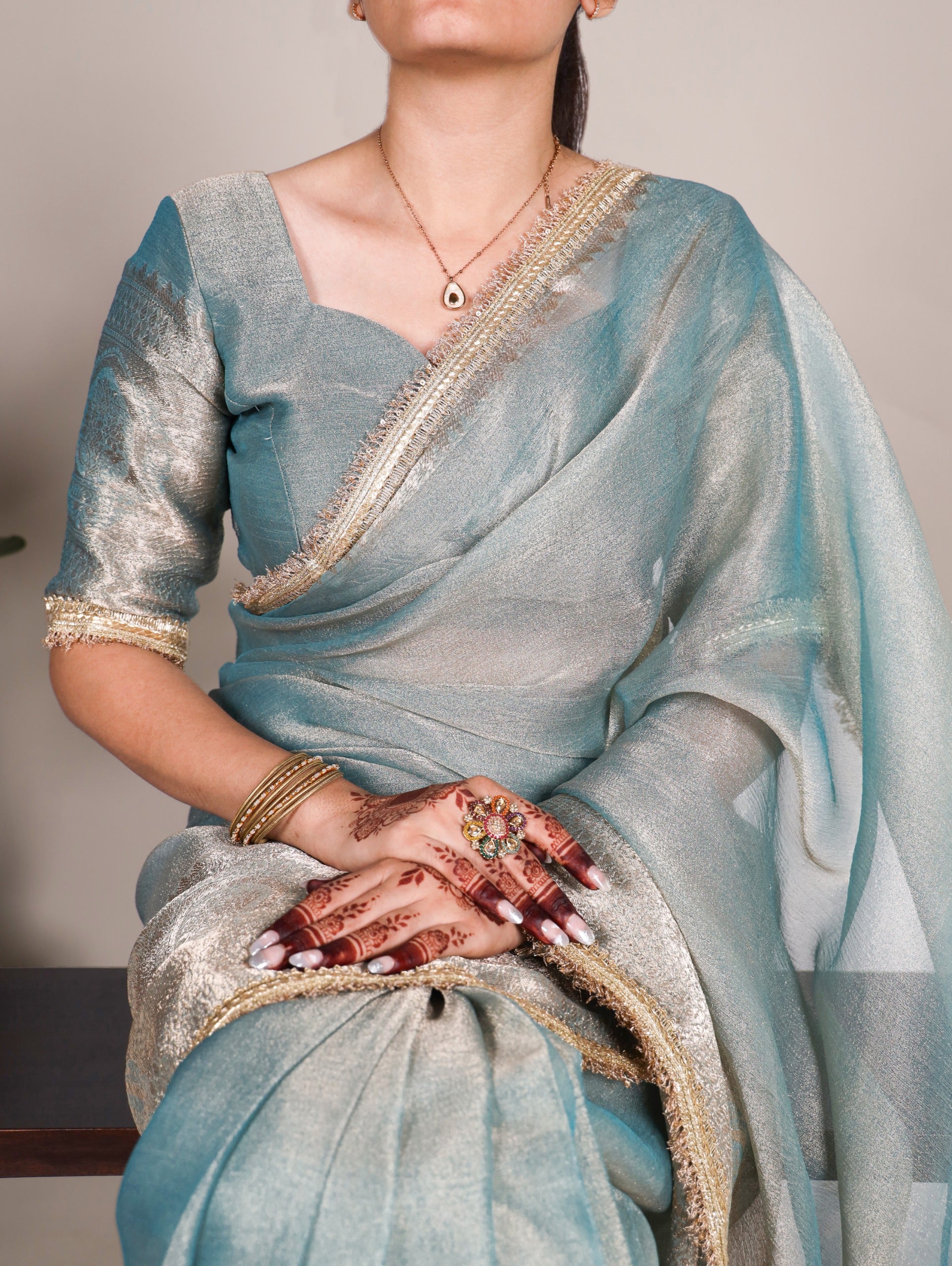 Shimmering in Zari and sequins Saree 🍂