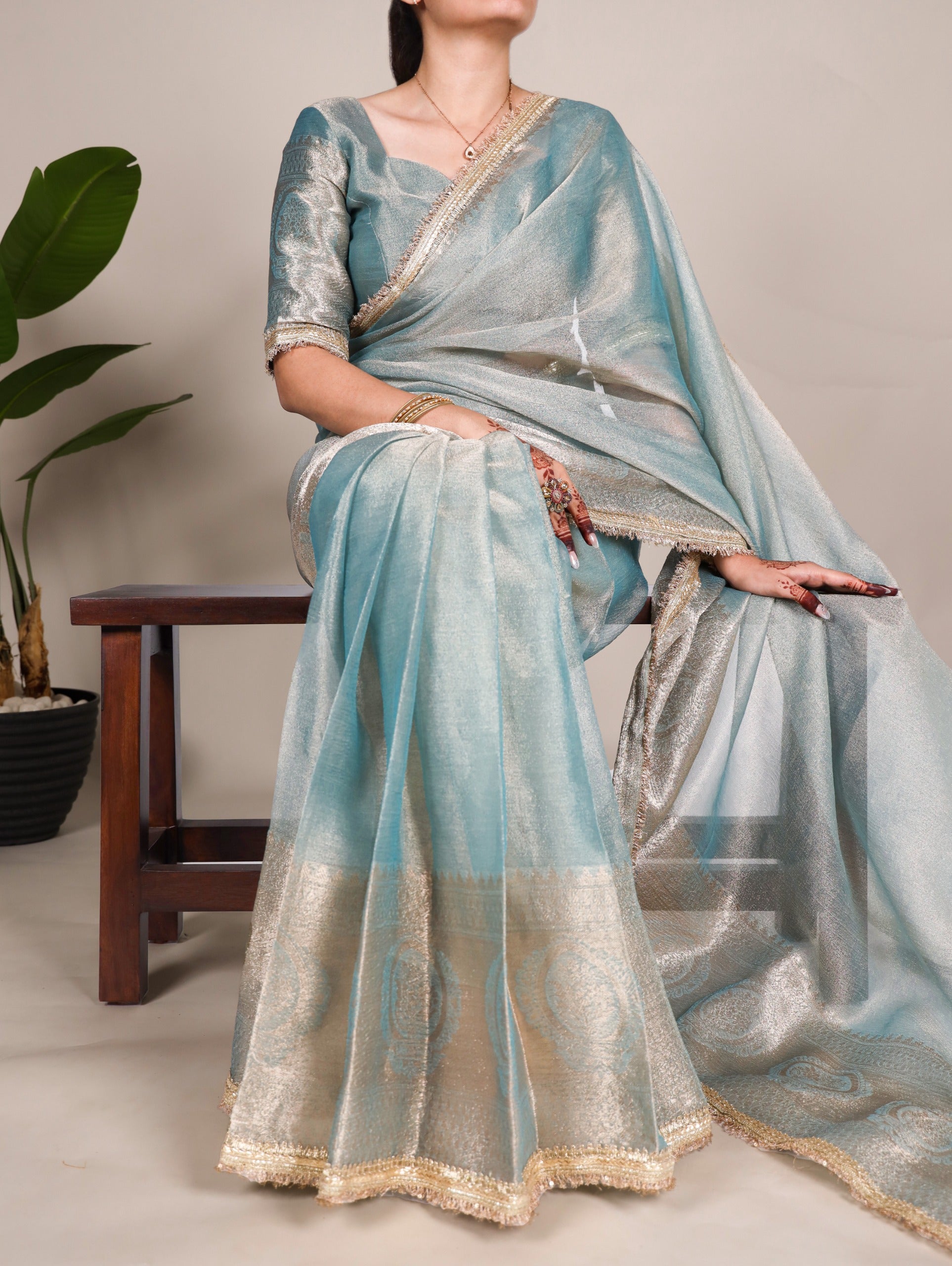Shimmering in Zari and sequins Saree 🍂