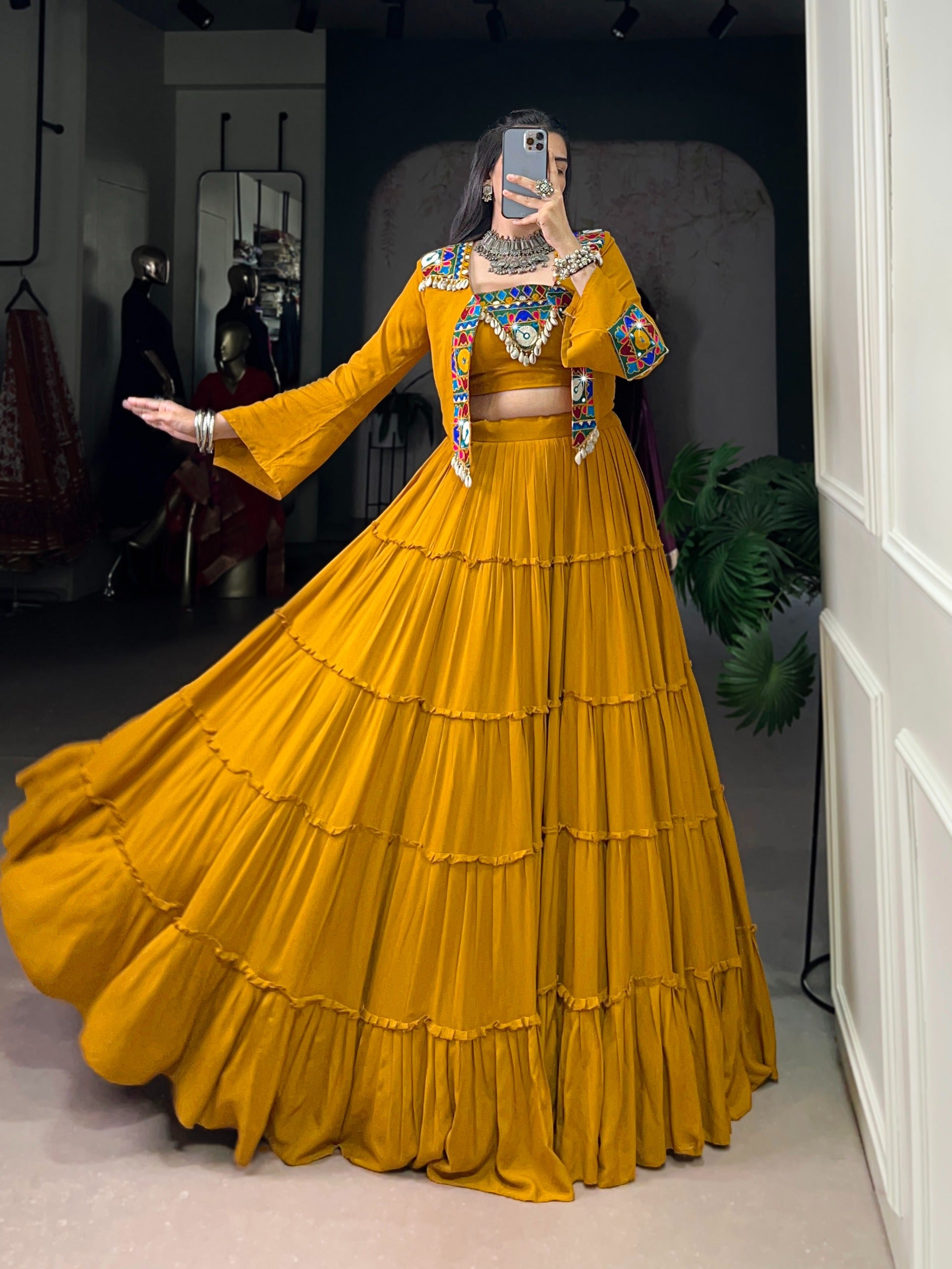 Rajudi Mirror Work Lehenga Set