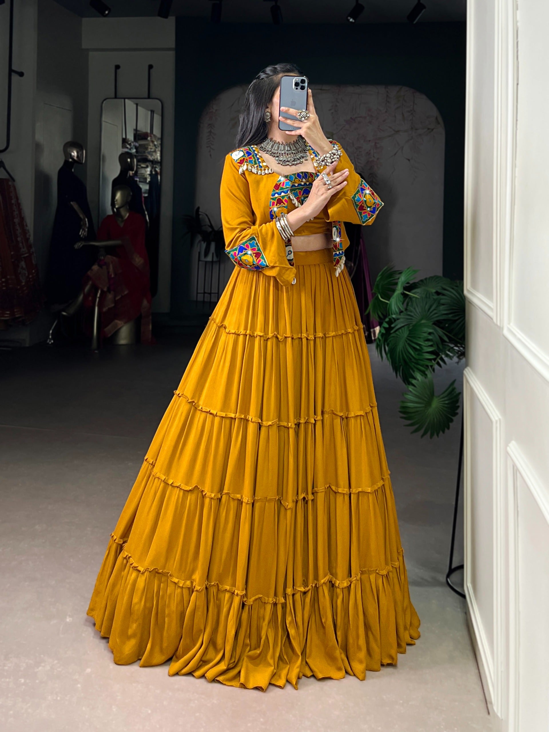 Rajudi Mirror Work Lehenga Set