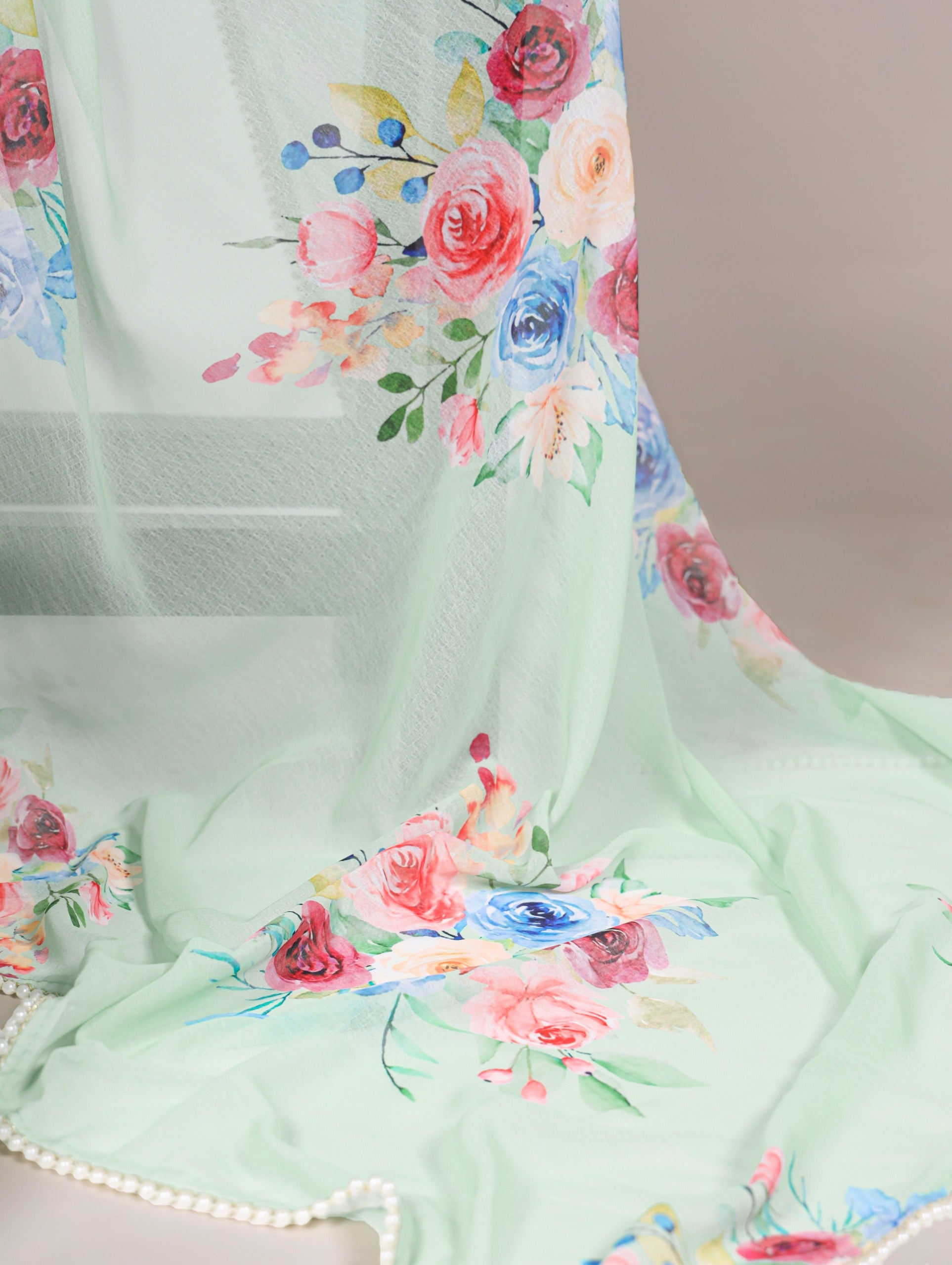 Weightless charm, pearled grace Saree