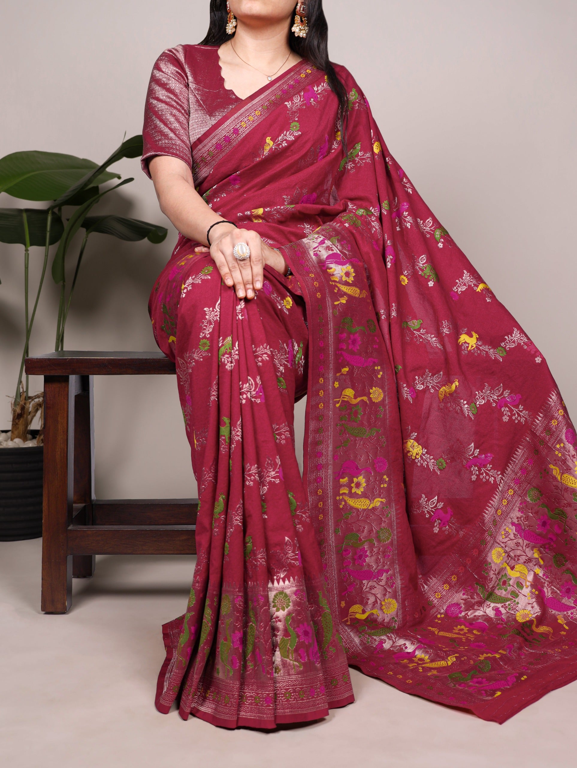 Royal Woven Saree with Artistic Floral Weave