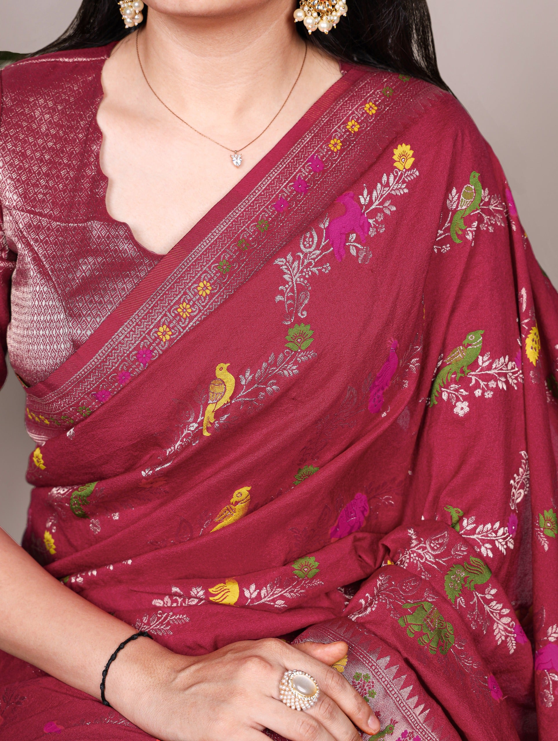 Royal Woven Saree with Artistic Floral Weave