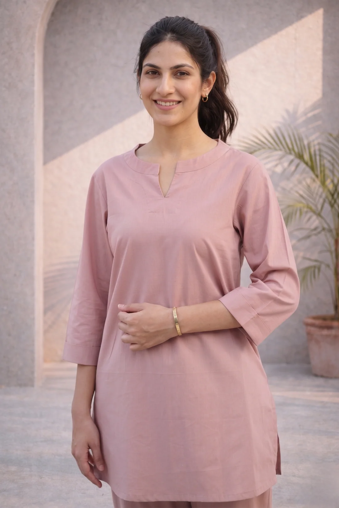 Meera Dusty Pink Straight Kurta & Pant Co-Ord Set