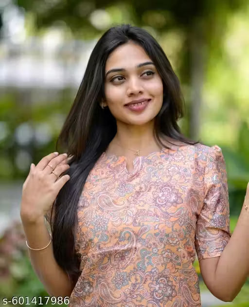 Classy Floral Printed Boat Neck Kurti