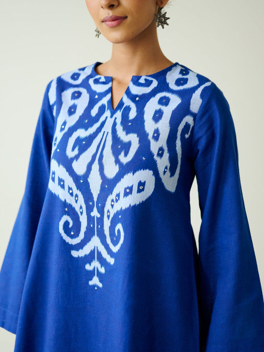 Royal Blue  Motifs Printed Kurta with Palazzo Set for Women