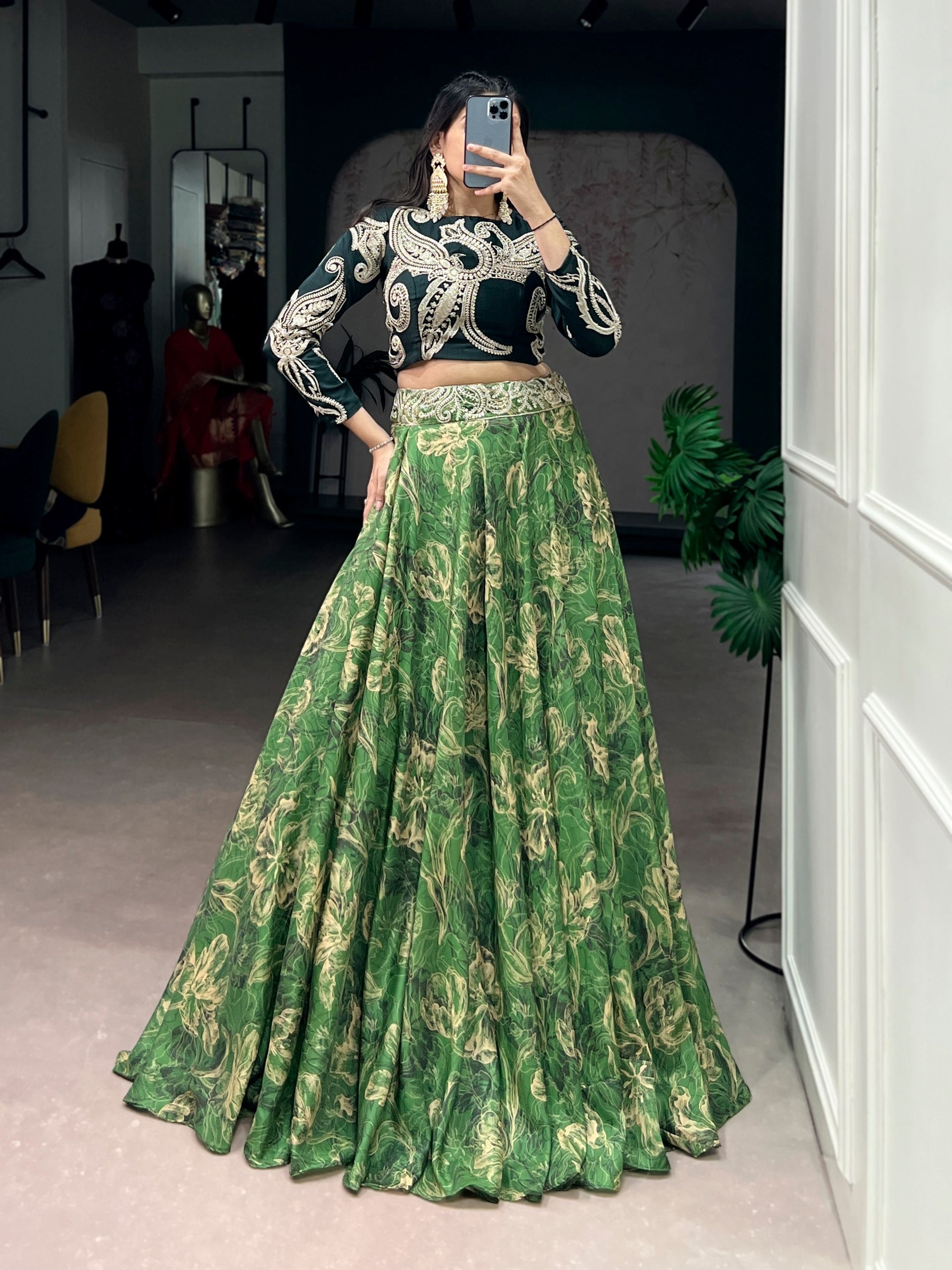 Tasar silk lehenga in stunning hues