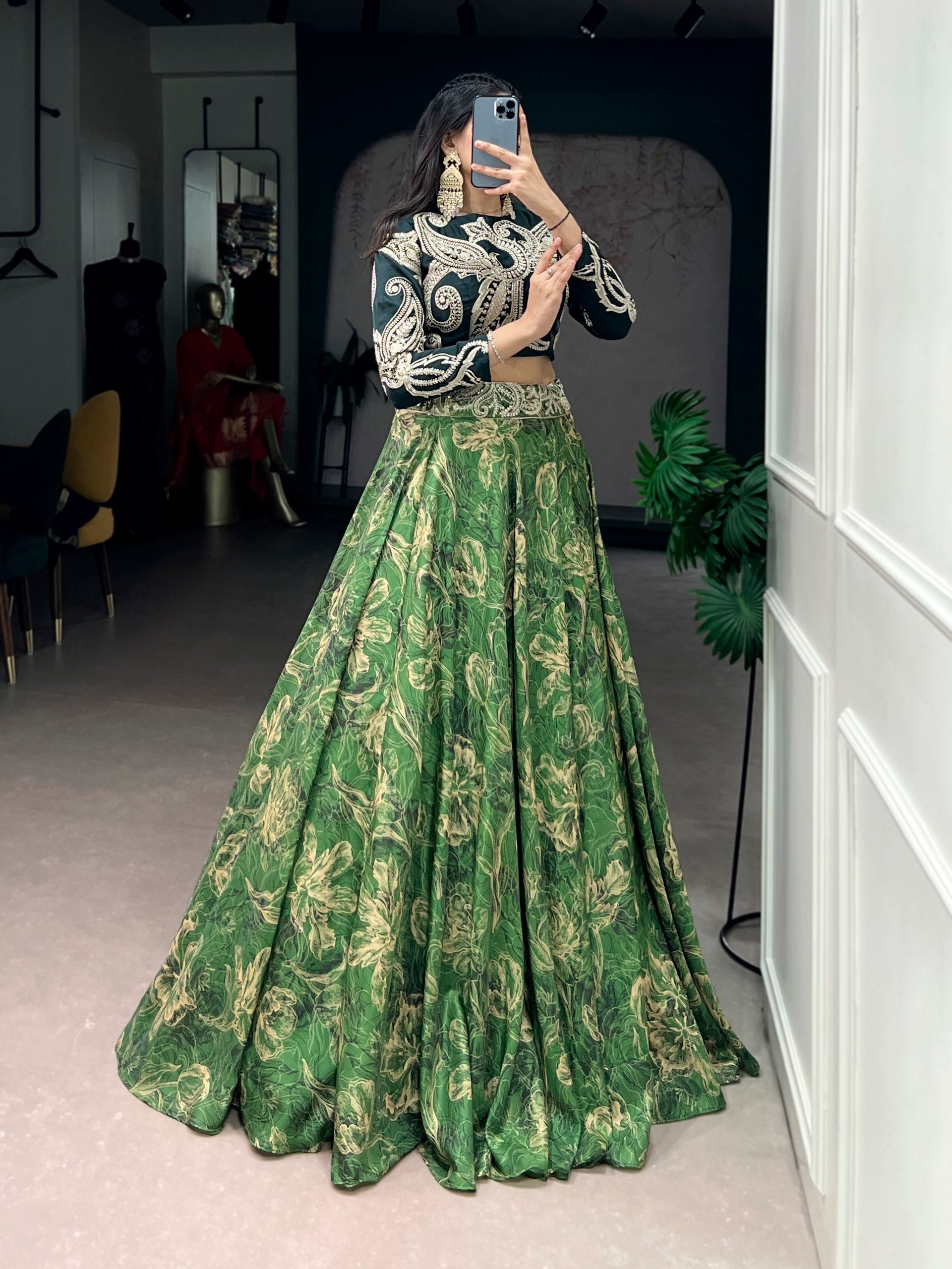 Tasar silk lehenga in stunning hues