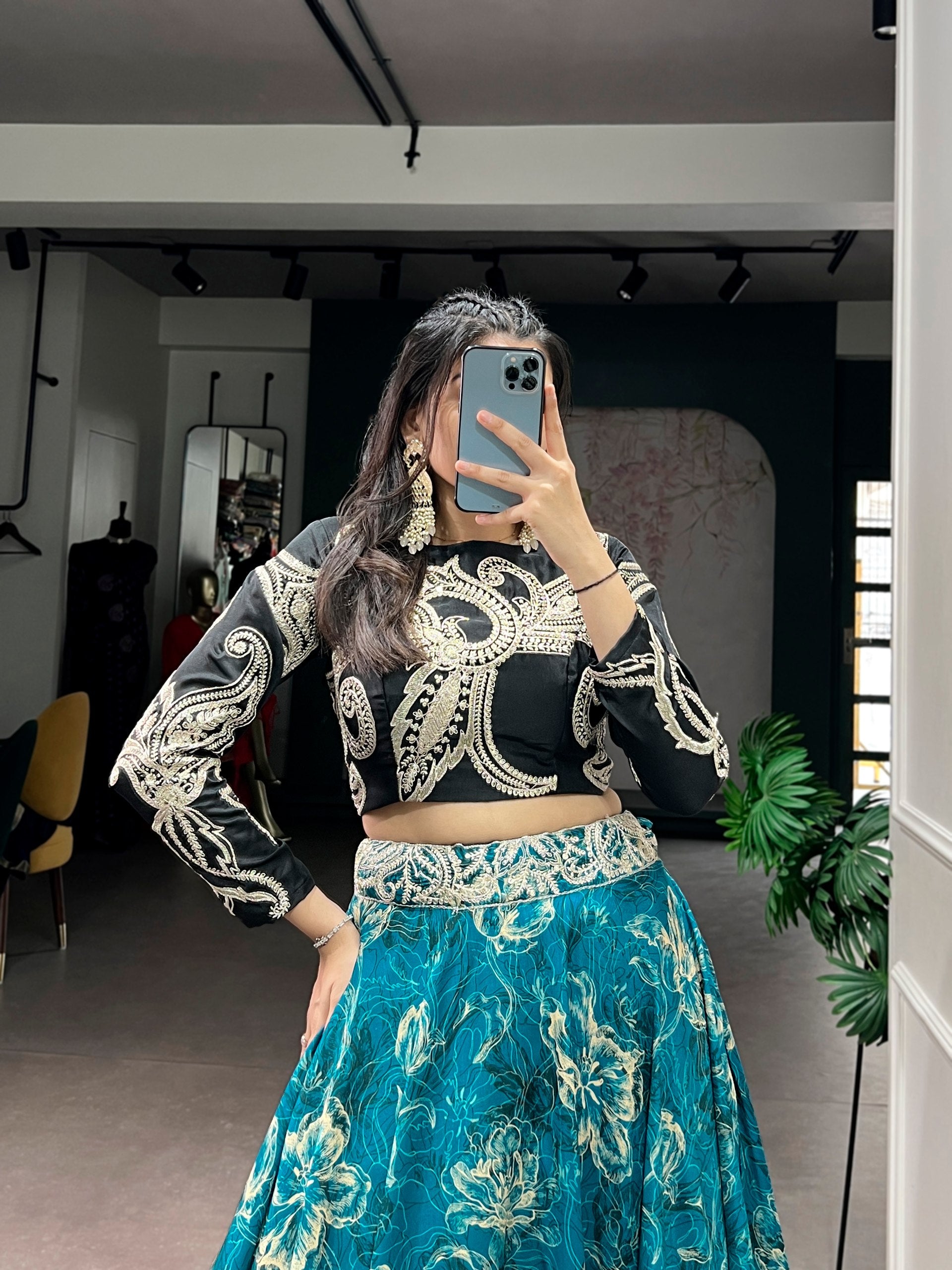Tasar silk lehenga in stunning hues