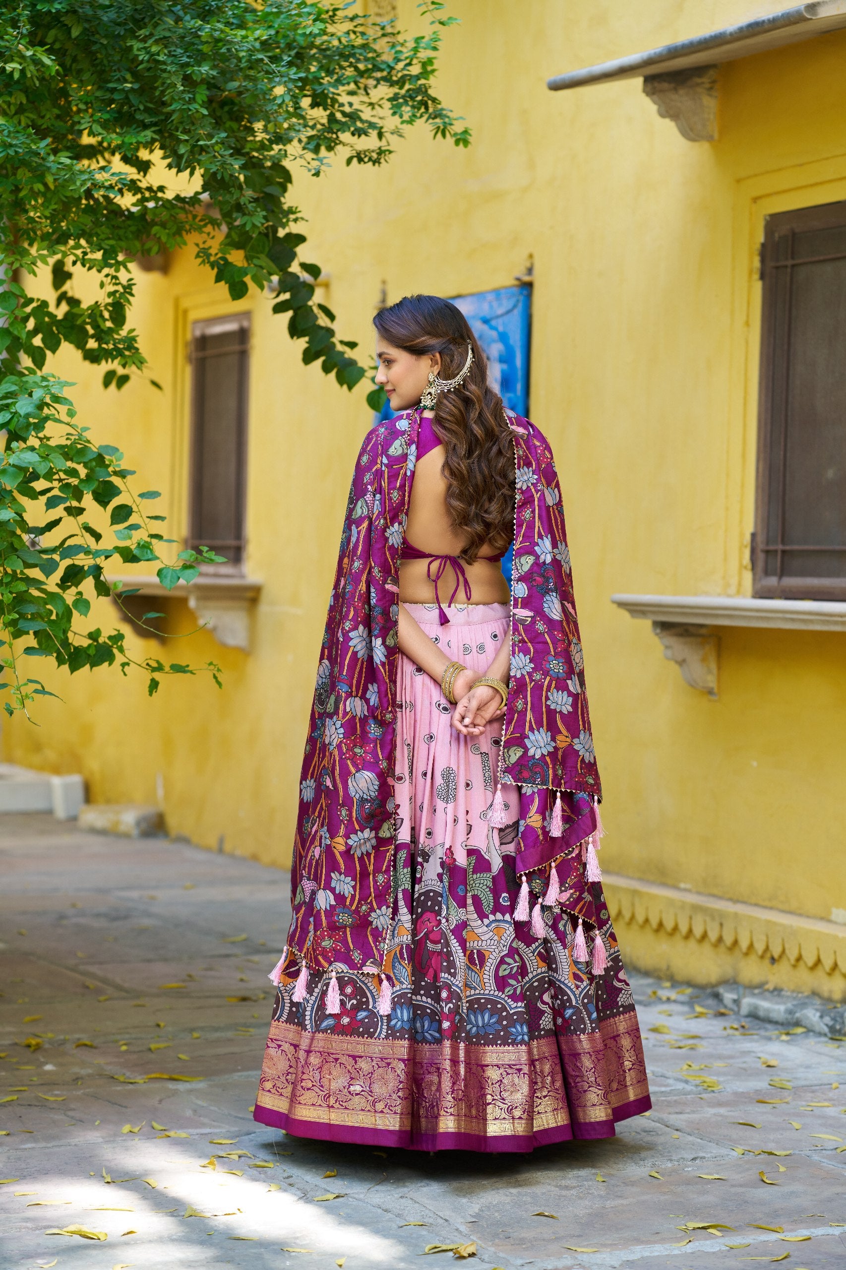 Tasar Silk Kalamkari Print Lehenga Choli