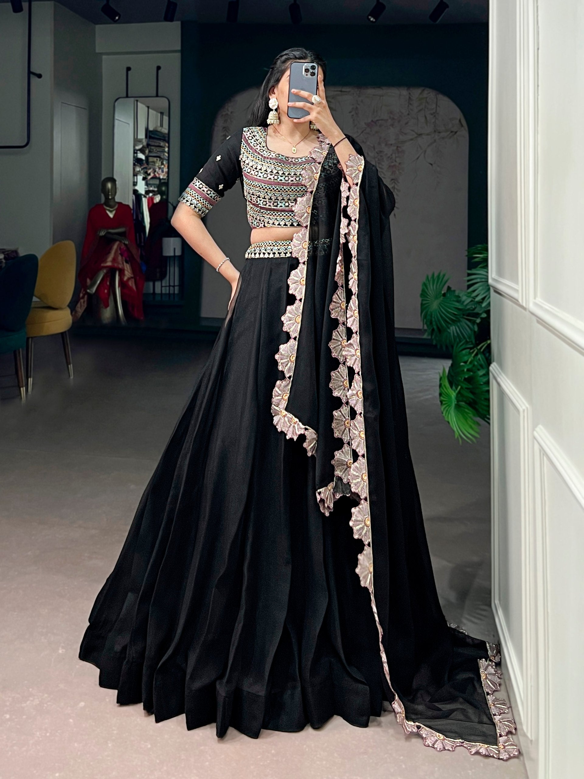 Royal Black Ethnic Lehenga Set for Weddings and Celebrations