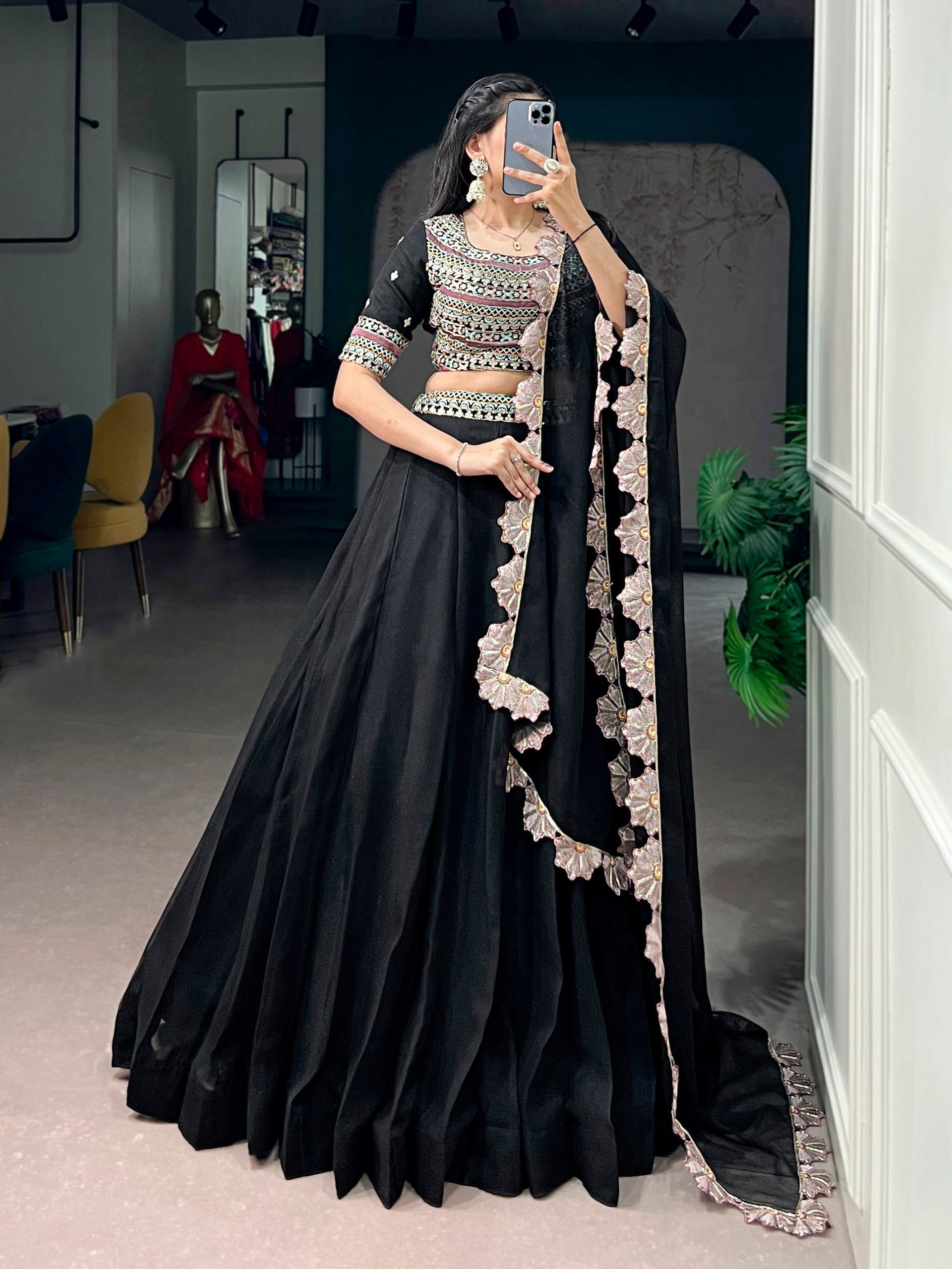 Royal Black Ethnic Lehenga Set for Weddings and Celebrations