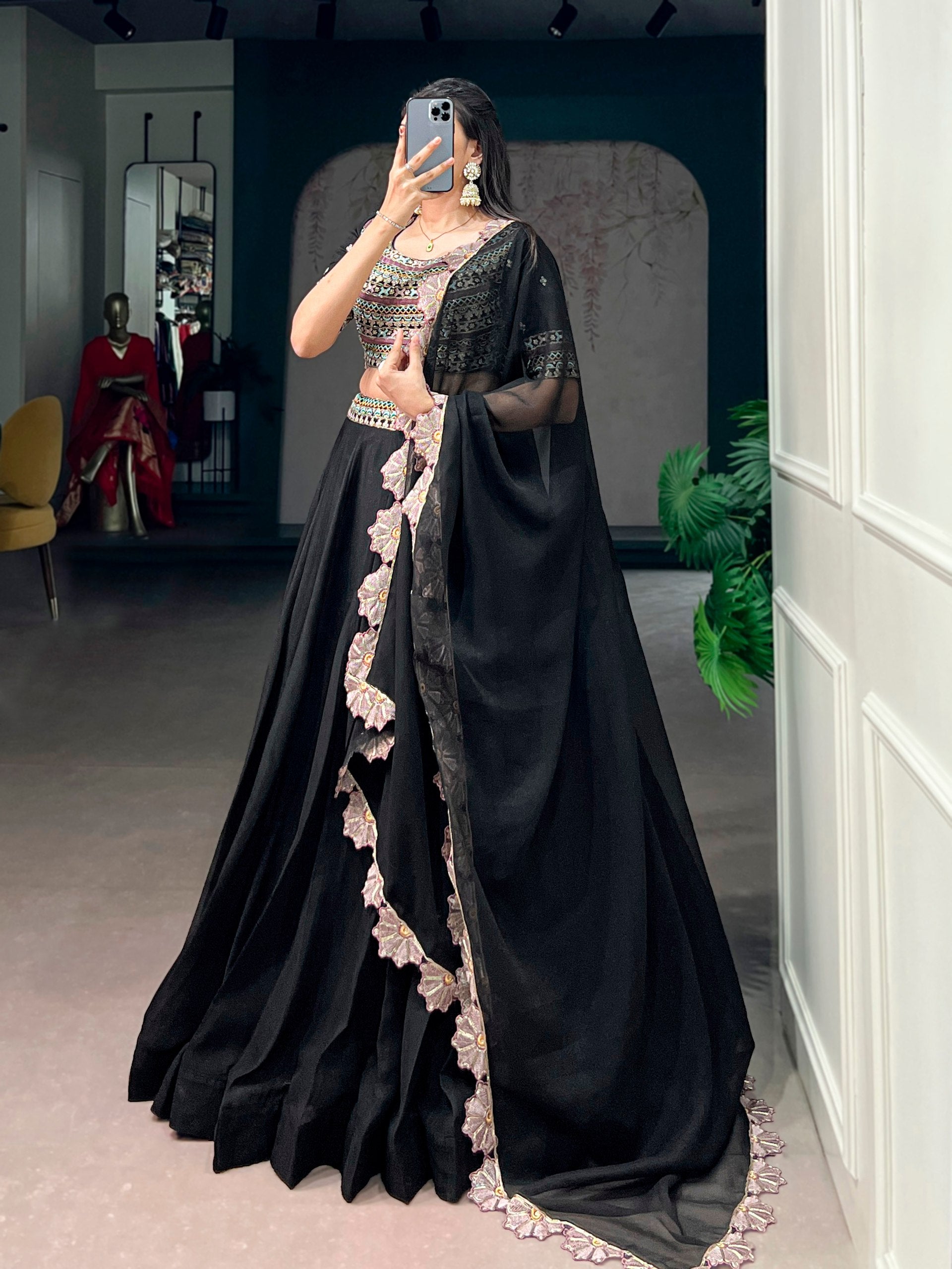Royal Black Ethnic Lehenga Set for Weddings and Celebrations