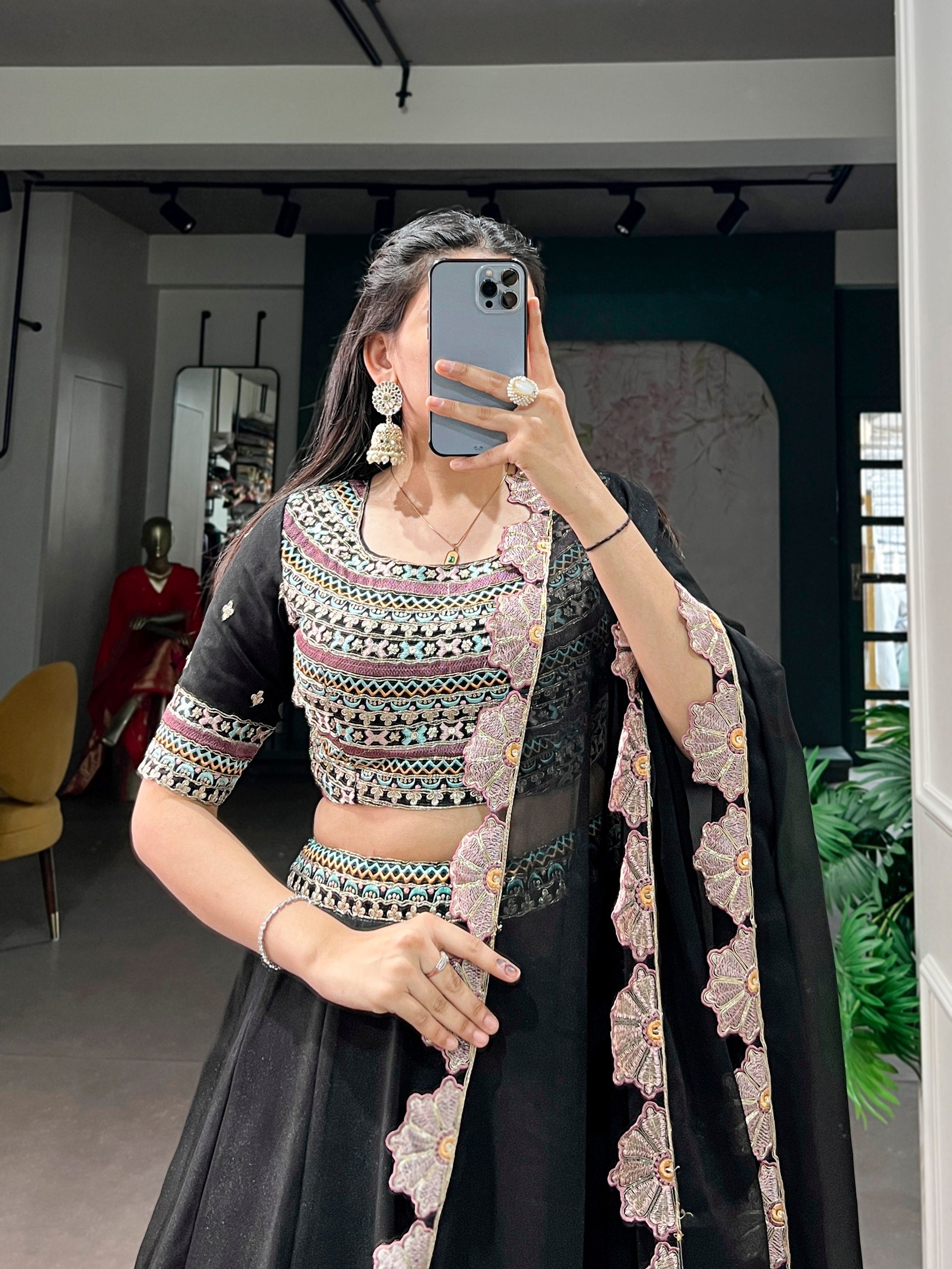 Royal Black Ethnic Lehenga Set for Weddings and Celebrations