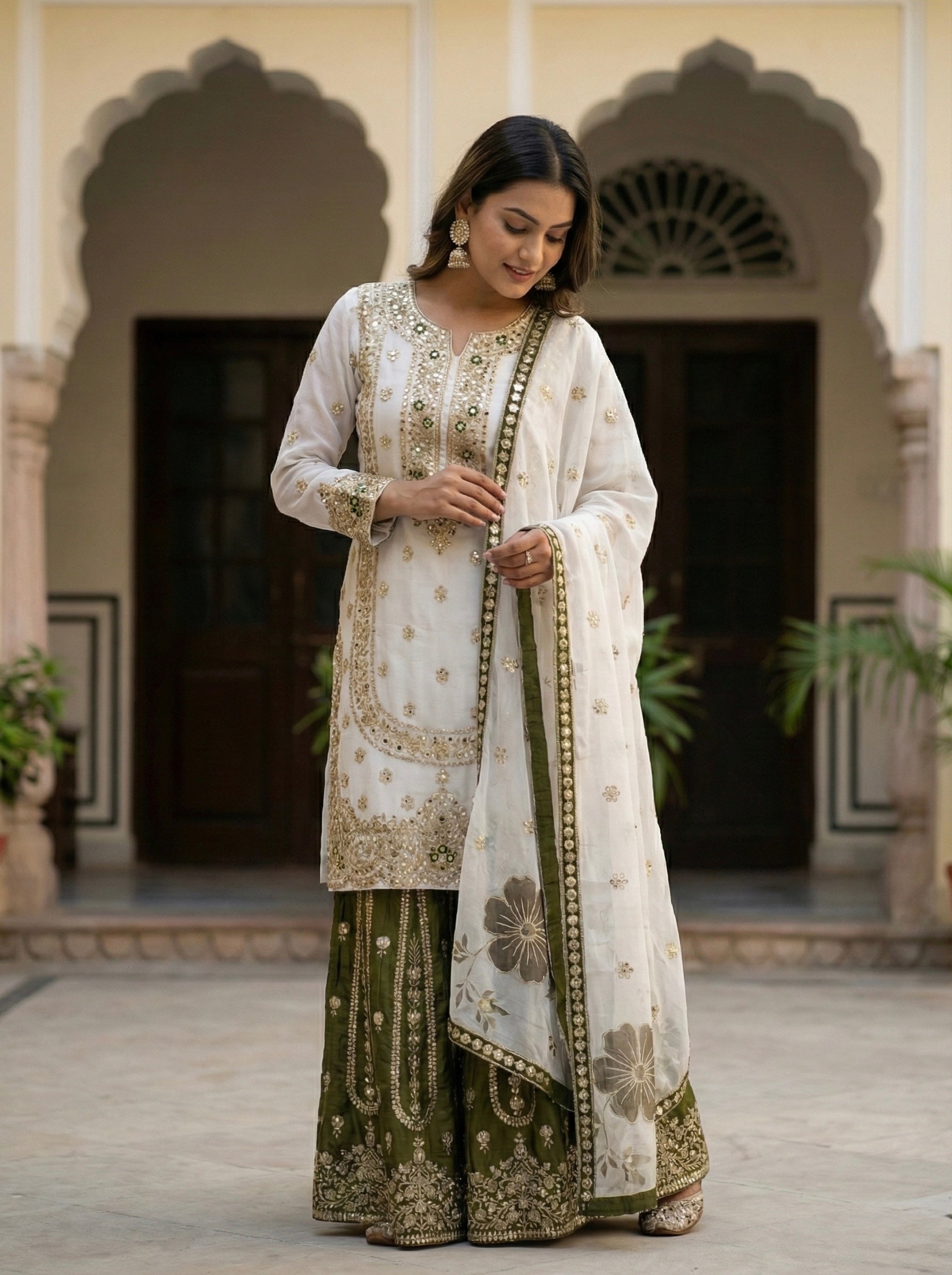Heavy Embroidery Sequence Work Top-Bottom
