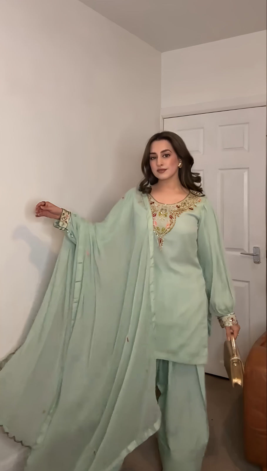 Party Wear Look Top-Plazzo and Dupatta With Heavy Embroidery Work