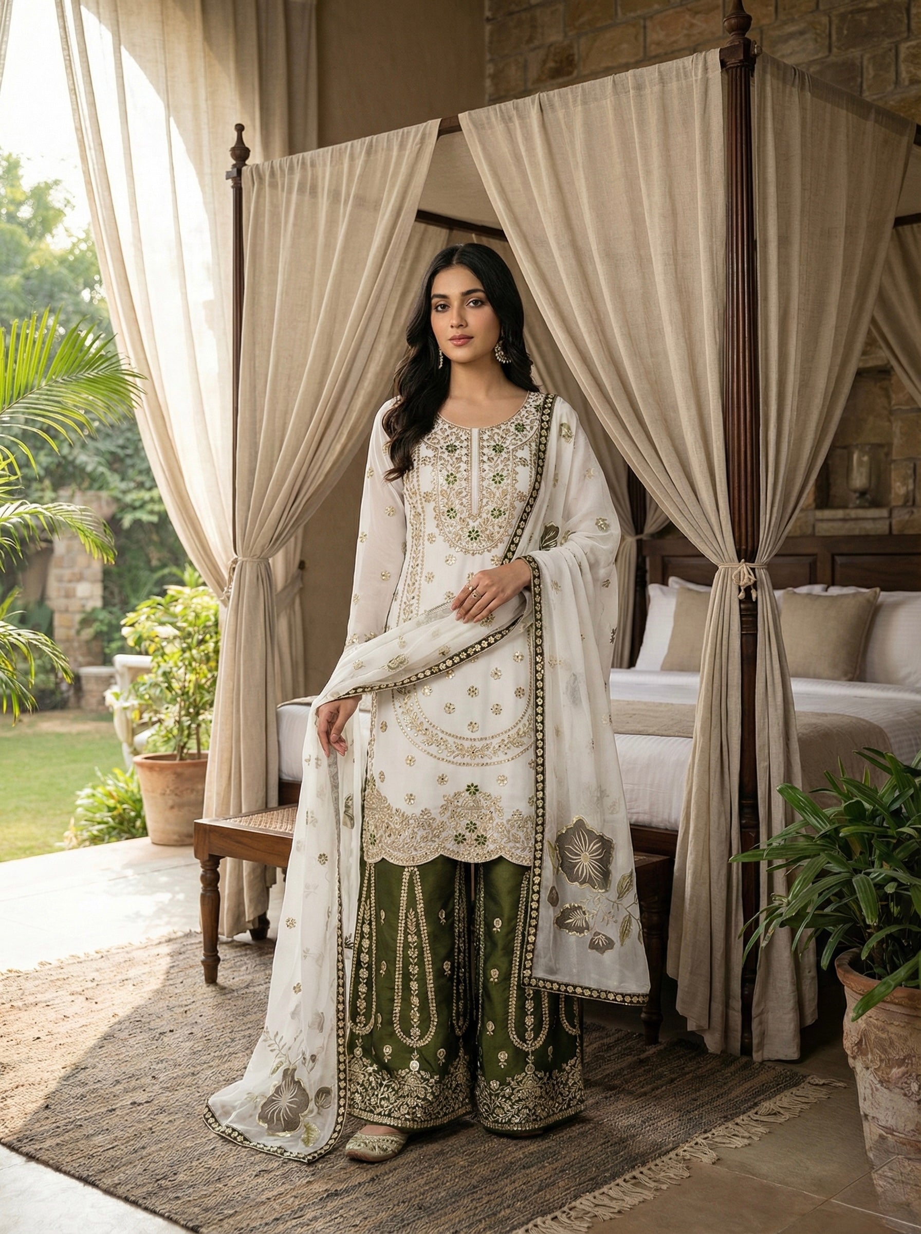 Heavy Embroidery Sequence Work Top-Bottom