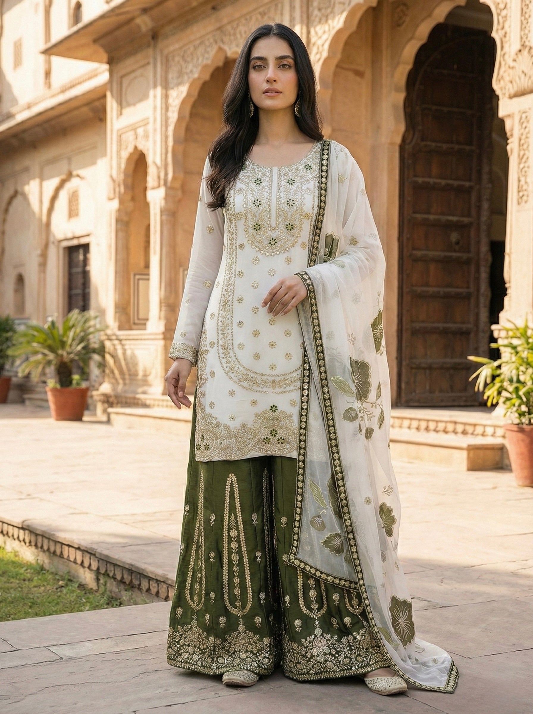 Heavy Embroidery Sequence Work Top-Bottom