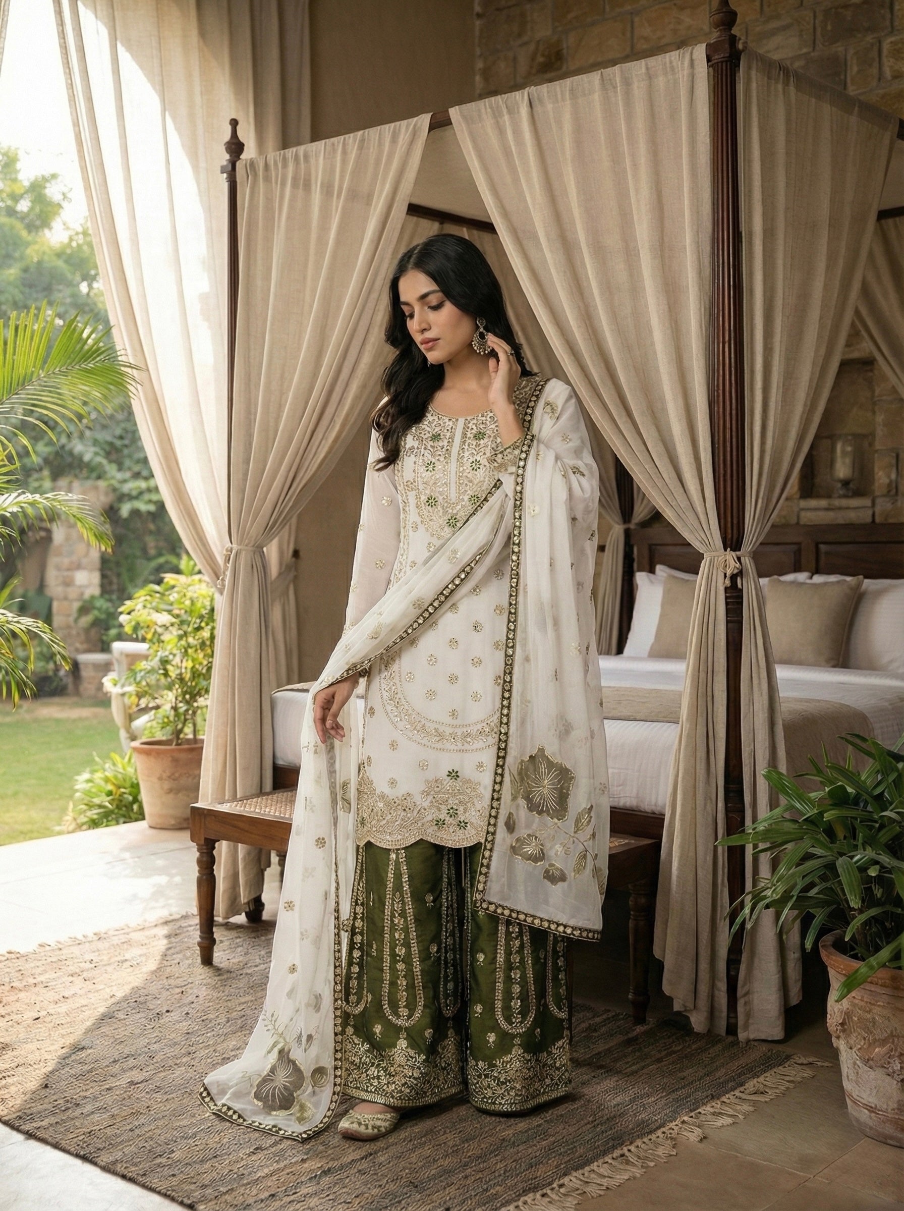 Heavy Embroidery Sequence Work Top-Bottom
